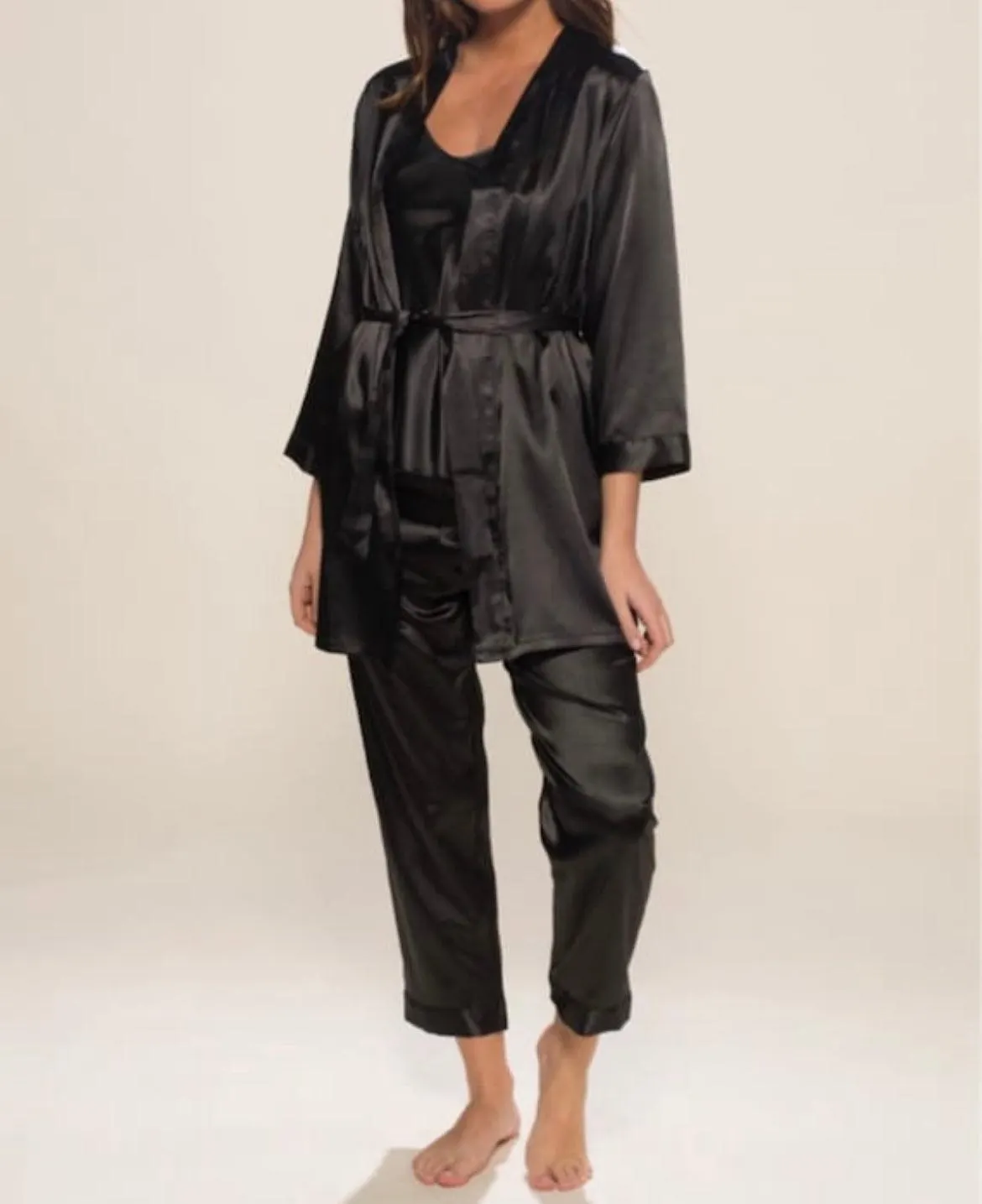 Ensemble Kimono Sur Mesure – Bustier & Pantalon Satin Élégant – Tenue Détente Personnalisée Mariée, EVJF, Cadeau Femme - image 4