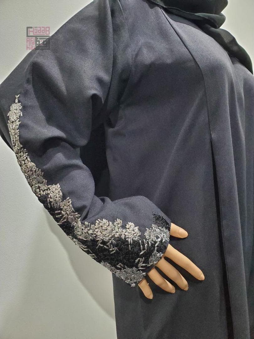 Women's Embroidered Abaya, Long dress, Black Abaya, Embroidered black abaya hijab