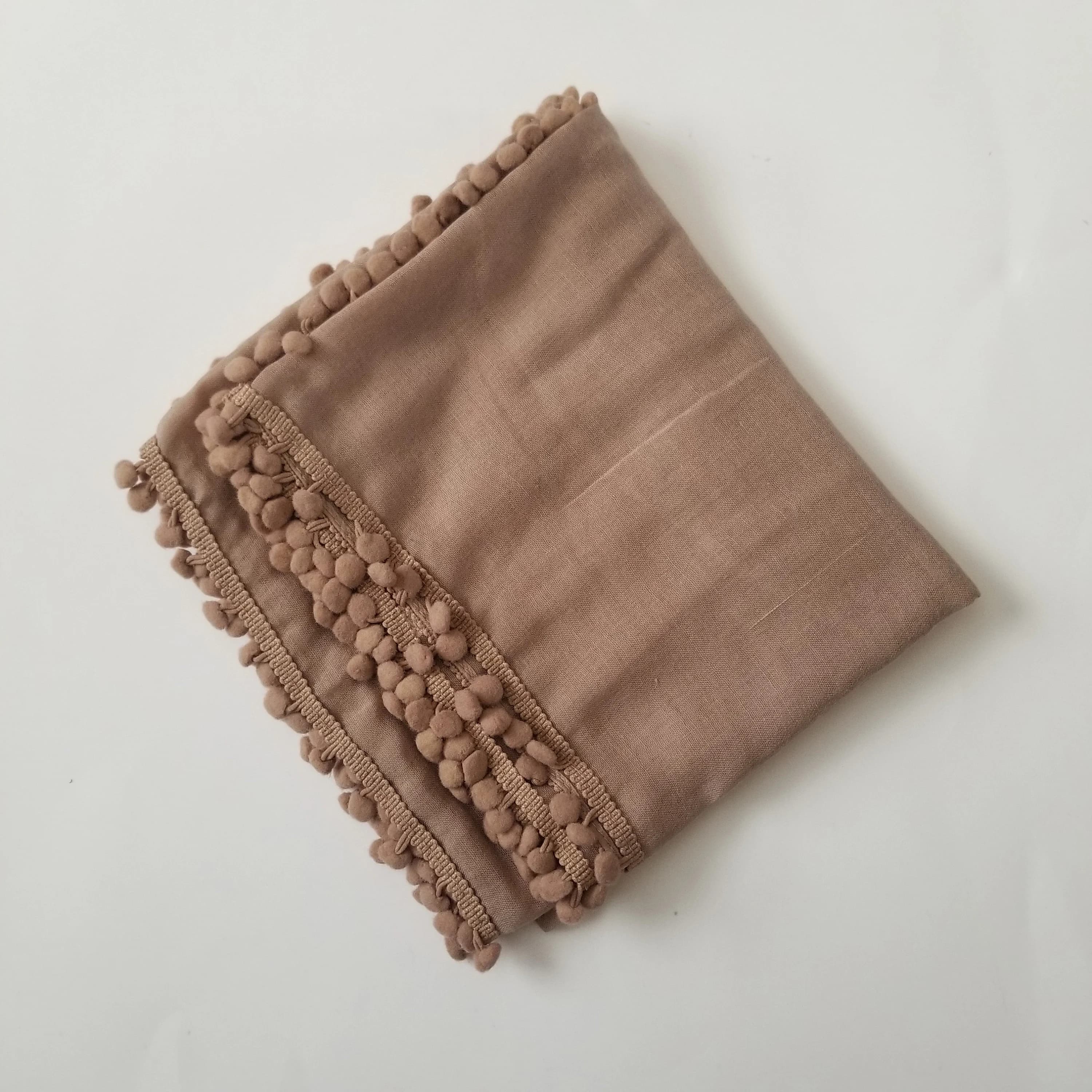 Cotton Viscose Pompom Hijab Wrap shawl Head scarf for women, pom pom hijab, plain solid hijab, fancy formal scarf, fall scarf, pompom hijab - image 4