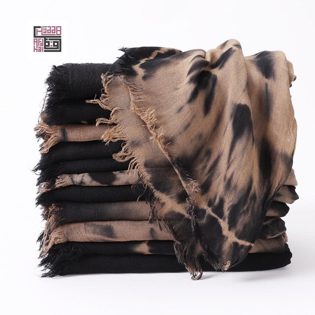 Black tie dye viscose hijabs, viscose hijab, scarf. Headwrap, aztec shawl, soft viscose hijab, black and brown hijab, tie dye hijab - image 2