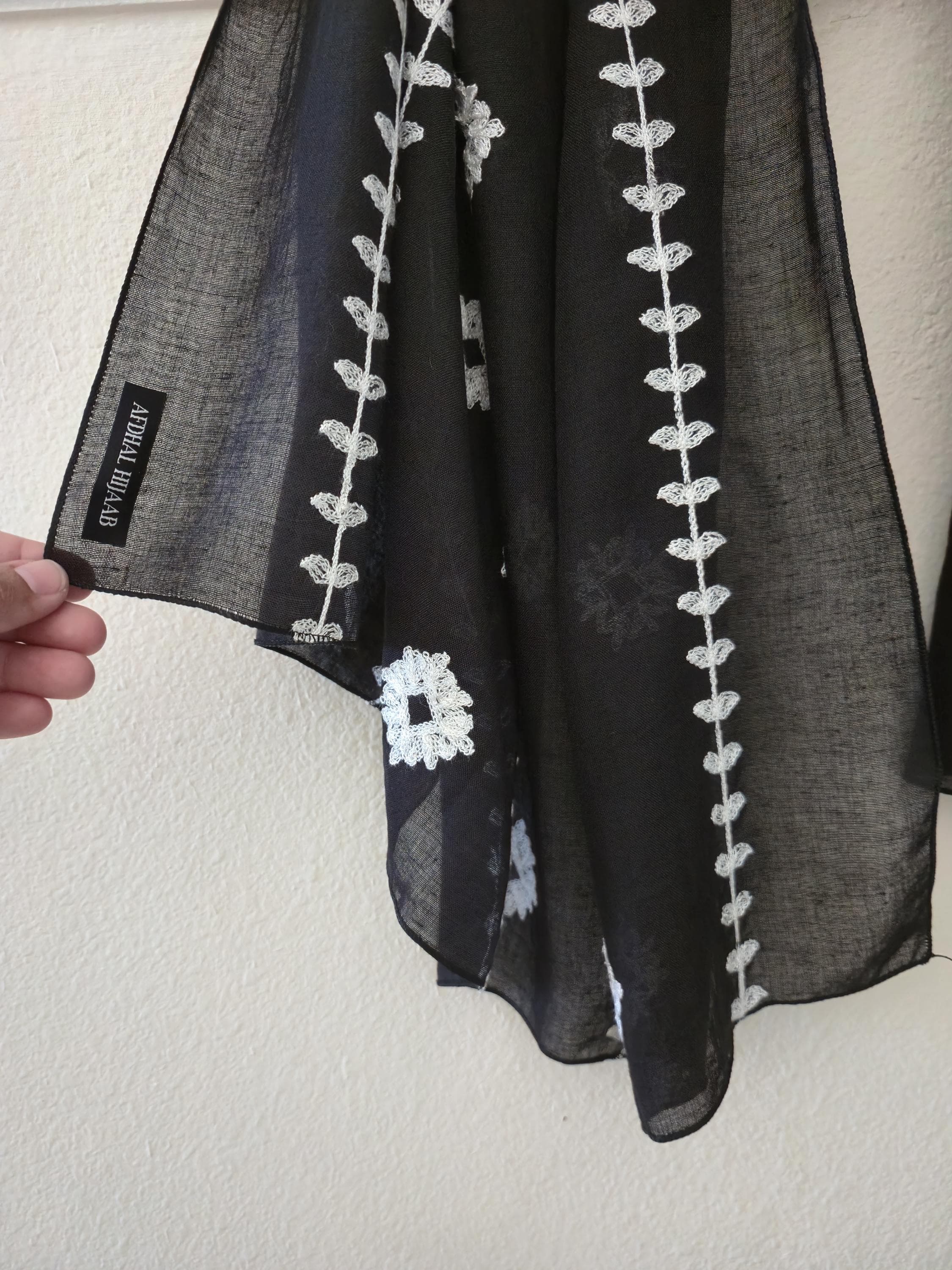 Embroidered Hijab Wrap Head Scarf shawl wrap for women, black embroidered hijab - image 4