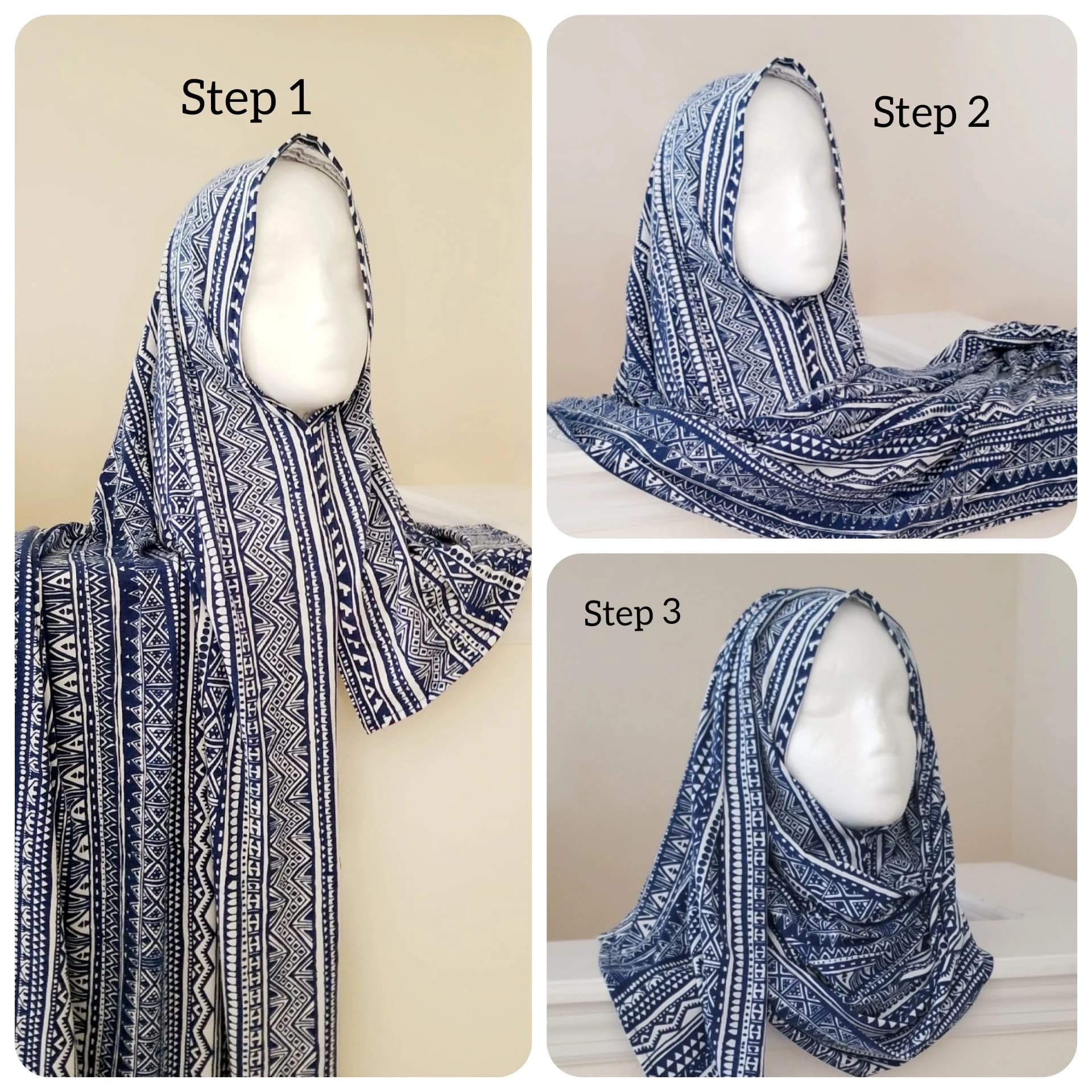 Instant Jersey hijab, Wrap Headpiece Instant hijab Slip on Pinless scarf. No Pins Needed & Ready To Go, Pre stitched Jersey Hijab