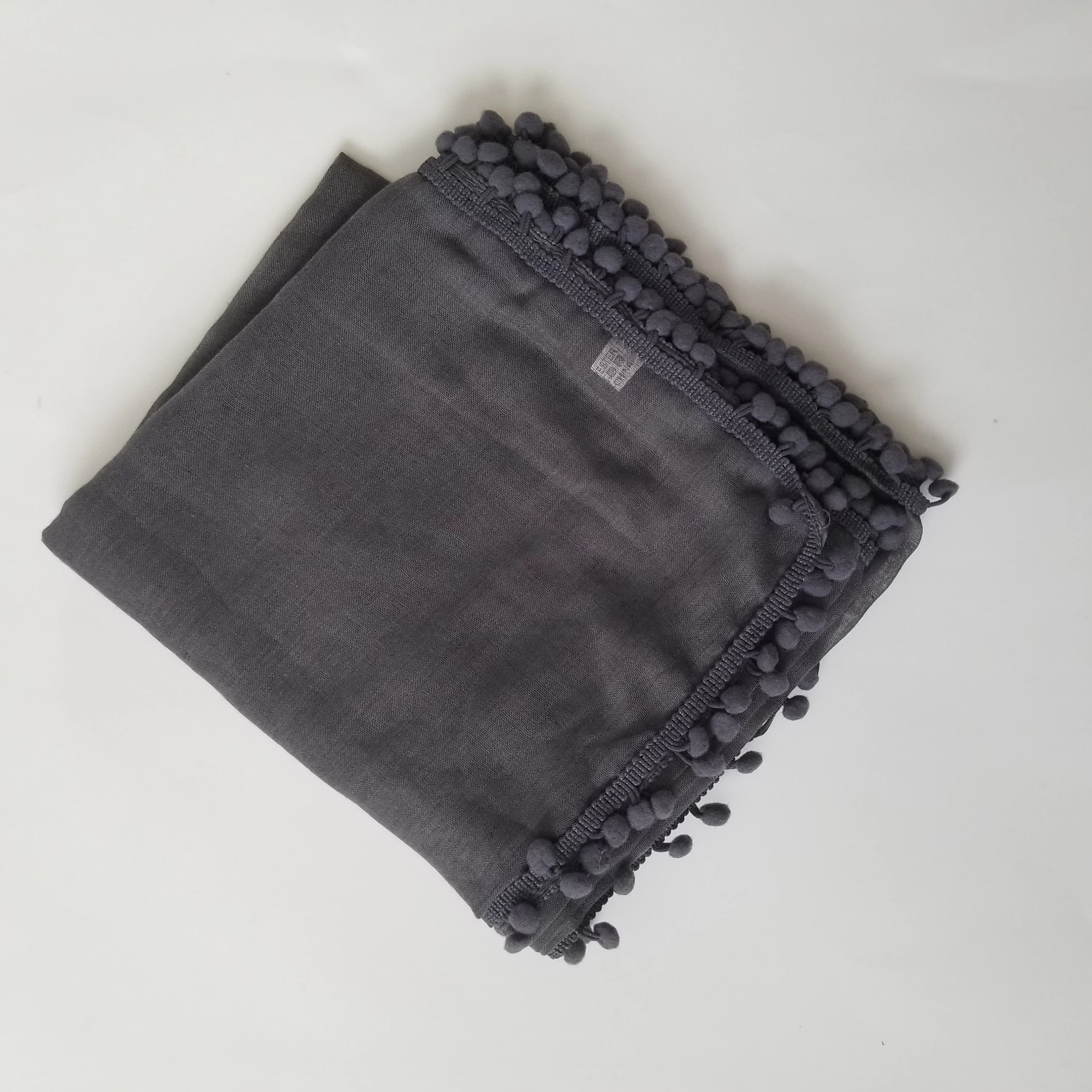 Cotton Viscose Pompom Hijab Wrap shawl Head scarf for women, pom pom hijab, plain solid hijab, fancy formal scarf, fall scarf, pompom hijab - image 3