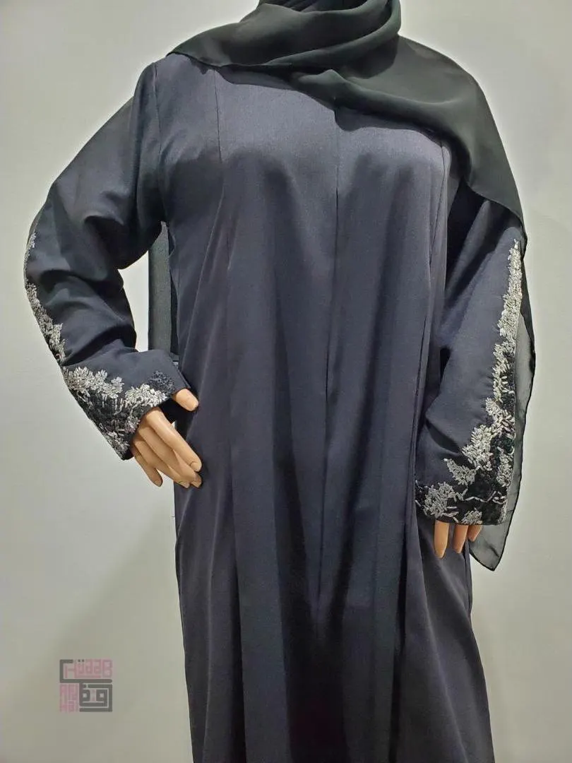 Women's Embroidered Abaya, Long dress, Black Abaya, Embroidered black abaya hijab - image 3