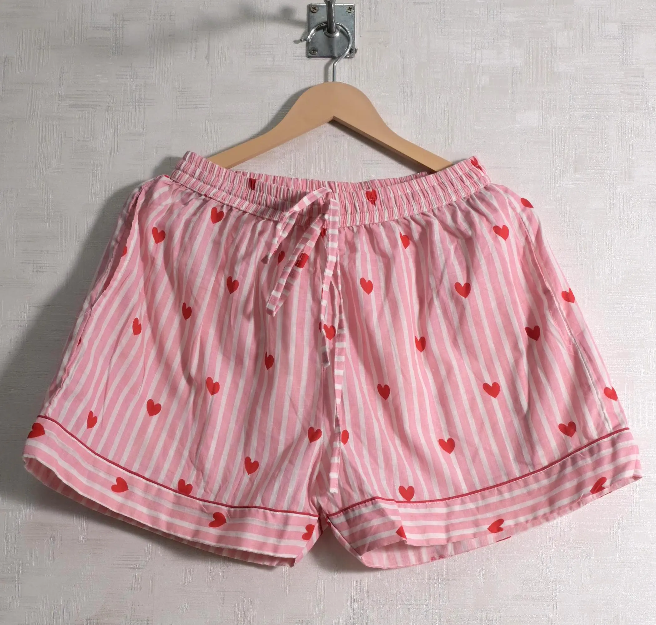 Pink Striped Heart Cotton Pajama Set, Button Down Sleepwear Loungewear - image 5