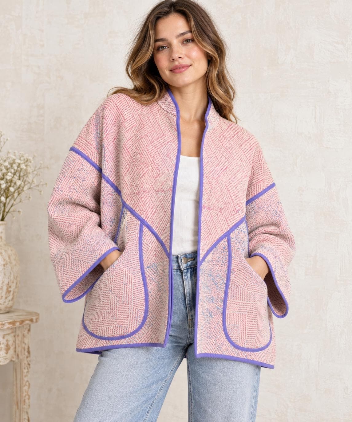 Vintage Cotton Kantha Jackets Hippie Bohemian Plus Size Women Fashionable Recycled Coat