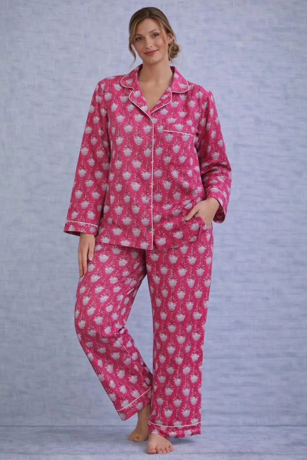 Floral Printed Women Cotton PJ Sets Boho Loungewear Pyjamas Sleepwear Plus Size Nightsuit