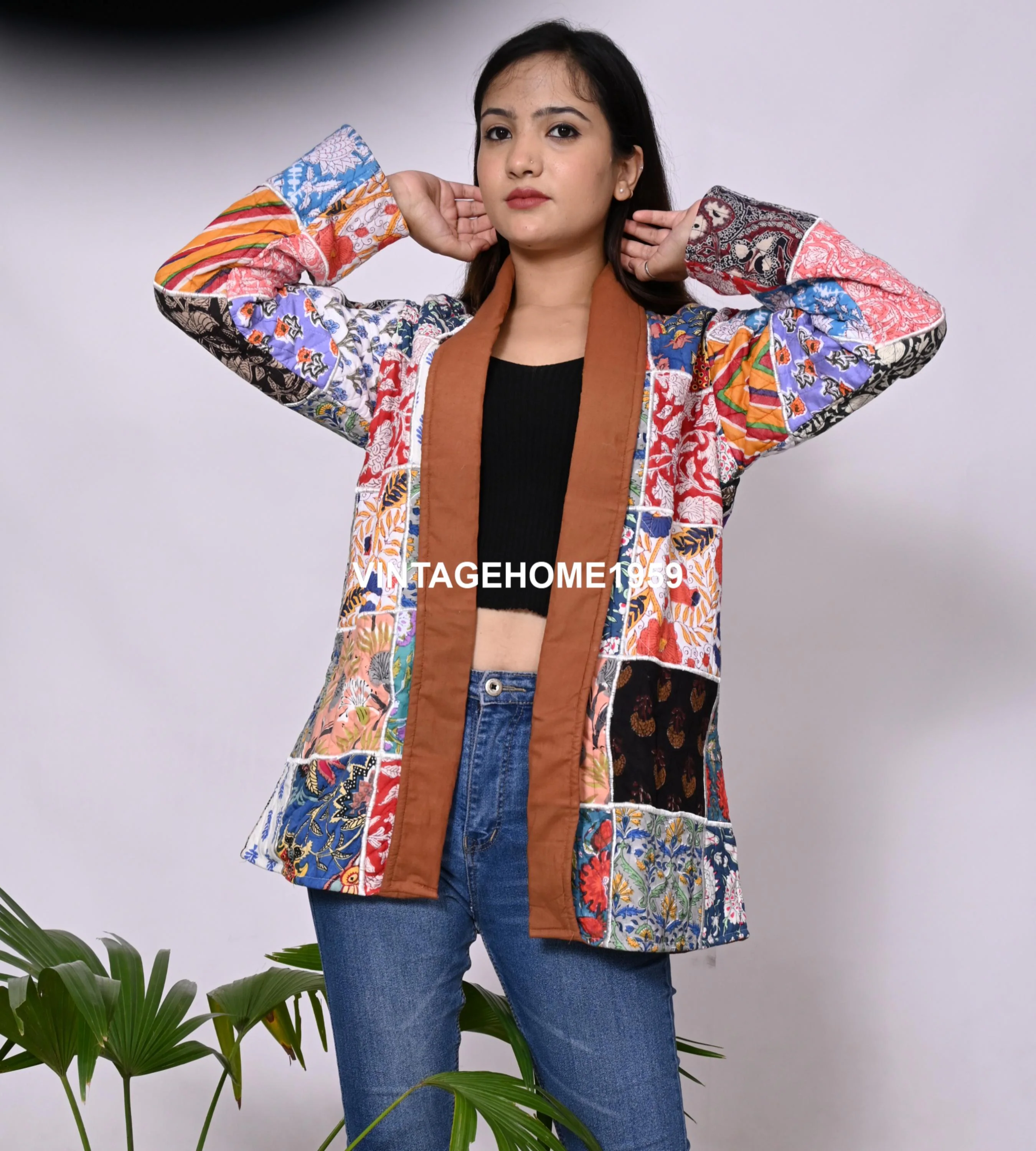 Patchwork Cotton Quilted Jacket: Bohemian Indian Style, Warm Winter Coat
