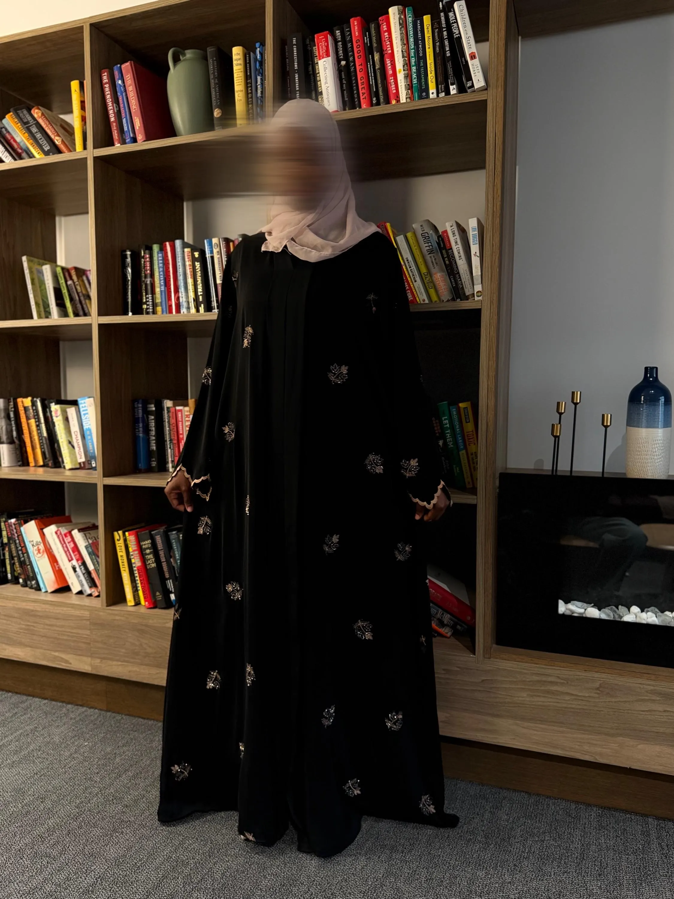 Black Closed Abaya Floral Embroidery Modest Dress Islamic Clothing Muslim Dress - image 5