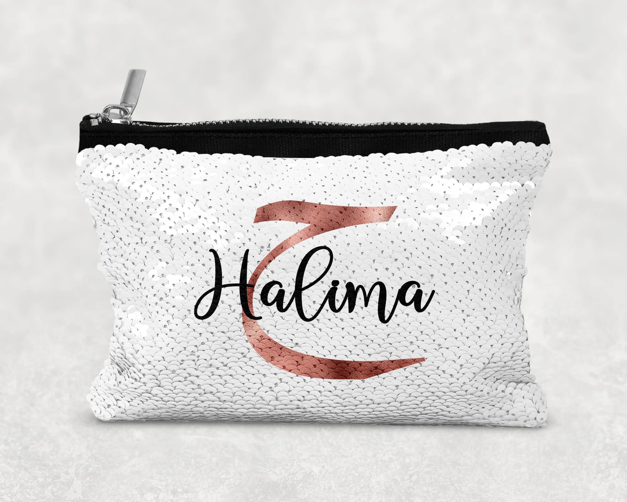 Personalised Eid Gift Bag, Personalised Islamic Gift For kids, Rose Gold Arabic Initial Sequin bag - image 4