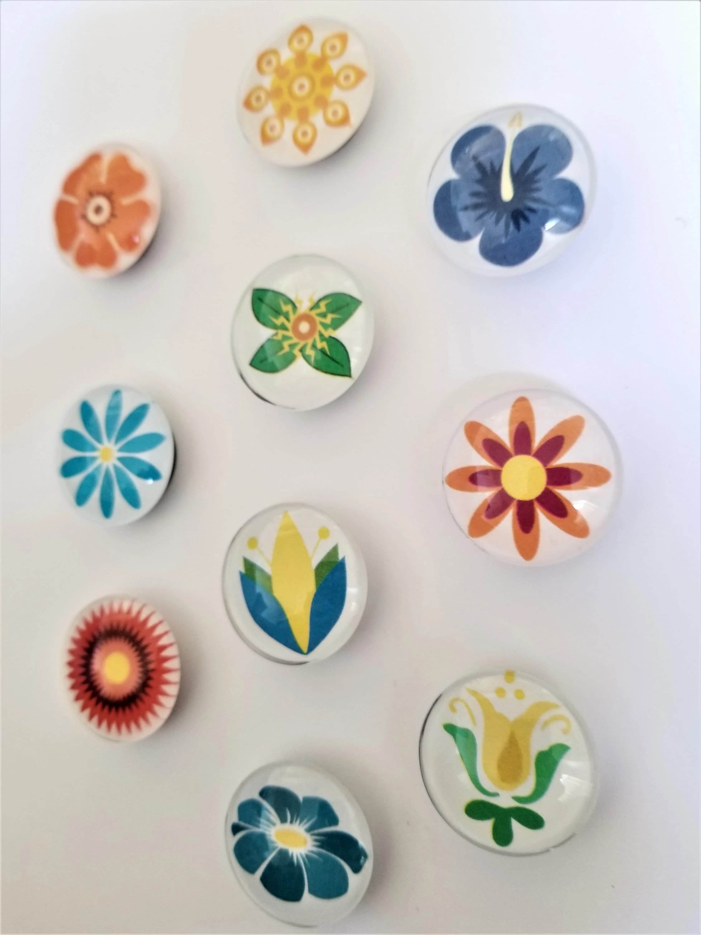 Flower Glass Fridge Magnets, Decorative Whiteboard Magnets, Set of 10 - image 4