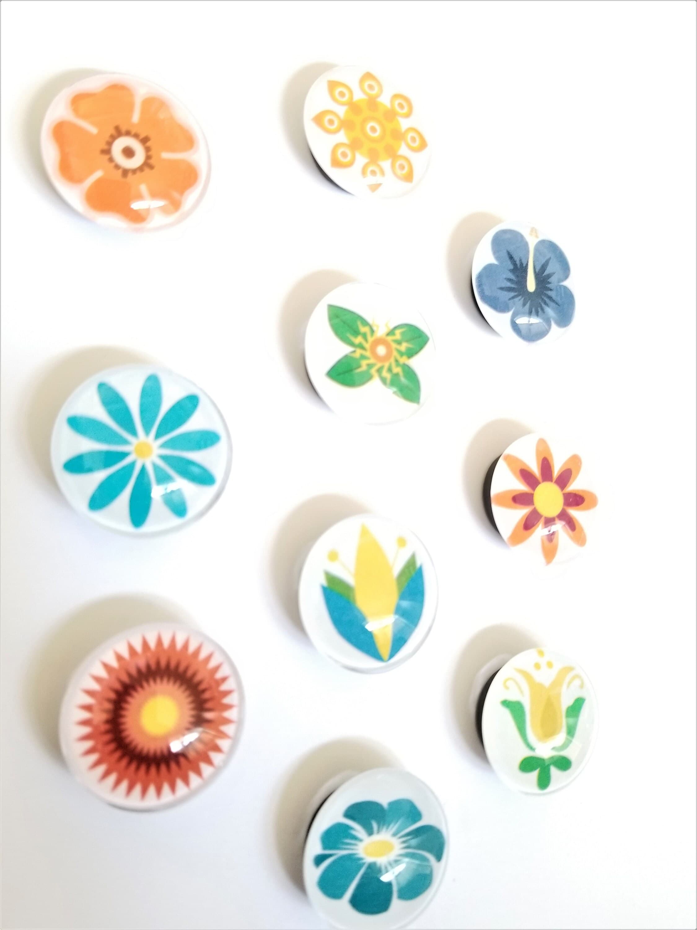 Flower Glass Fridge Magnets, Decorative Whiteboard Magnets, Set of 10 - image 3
