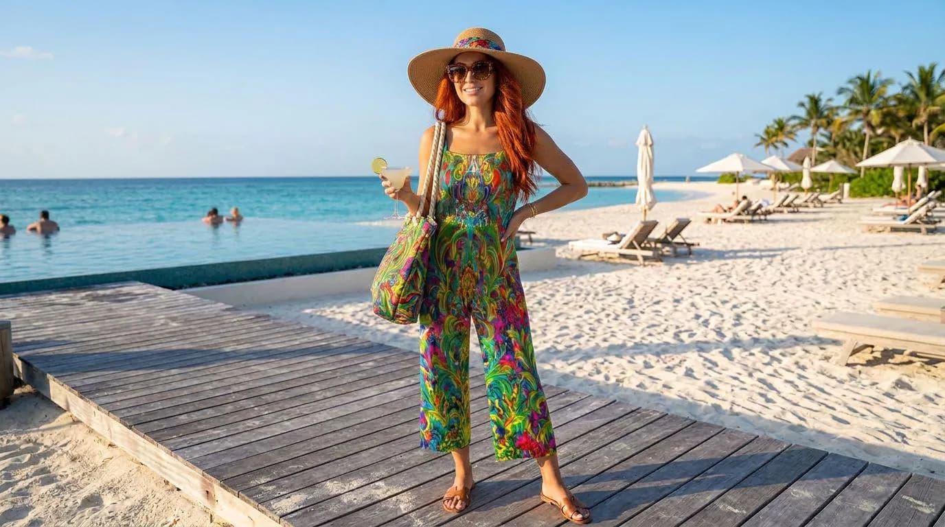 Women's overalls Strap jumpsuit Green Feather Carnavali - image 5