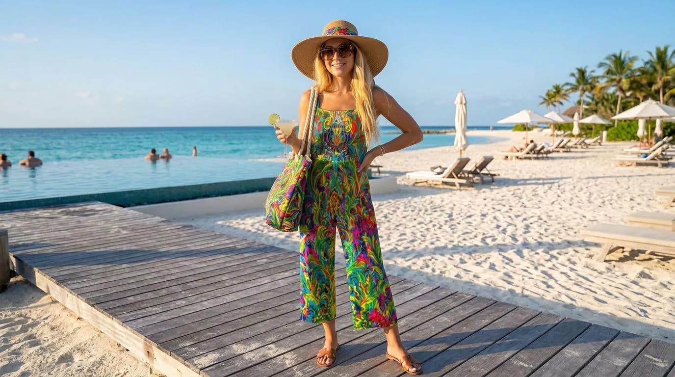Women's overalls Strap jumpsuit Green Feather Carnavali - image 3