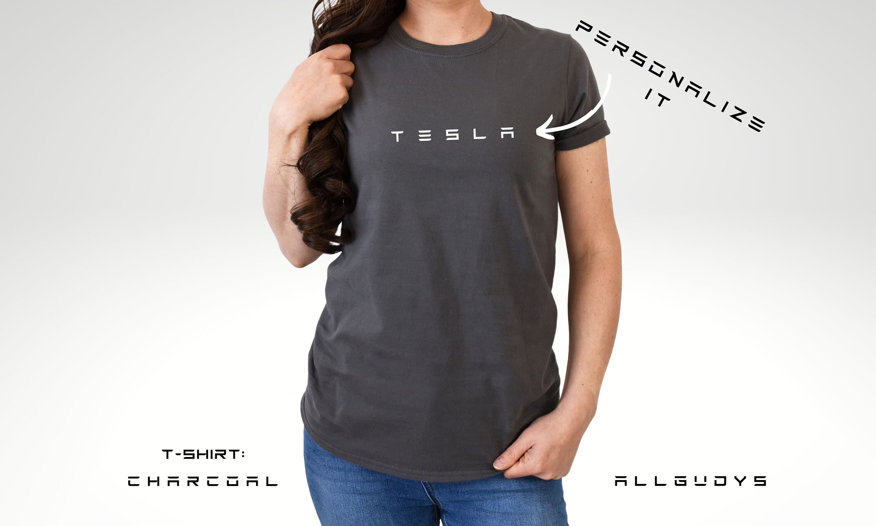 TESLA fan T-Shirt with personalized text in Tesla Font, Gildan Soft Style tshirts for Model 3, Model X, Model S, Y - image 2
