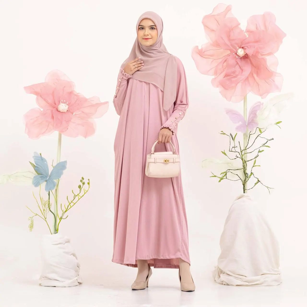 AZA Dress, 6 Colors Premium Knit Loose Maxi Dress with Long Sleeves and a Pocket, Zippers at the Neck and Sleeves, Muslim Women Modest Wear