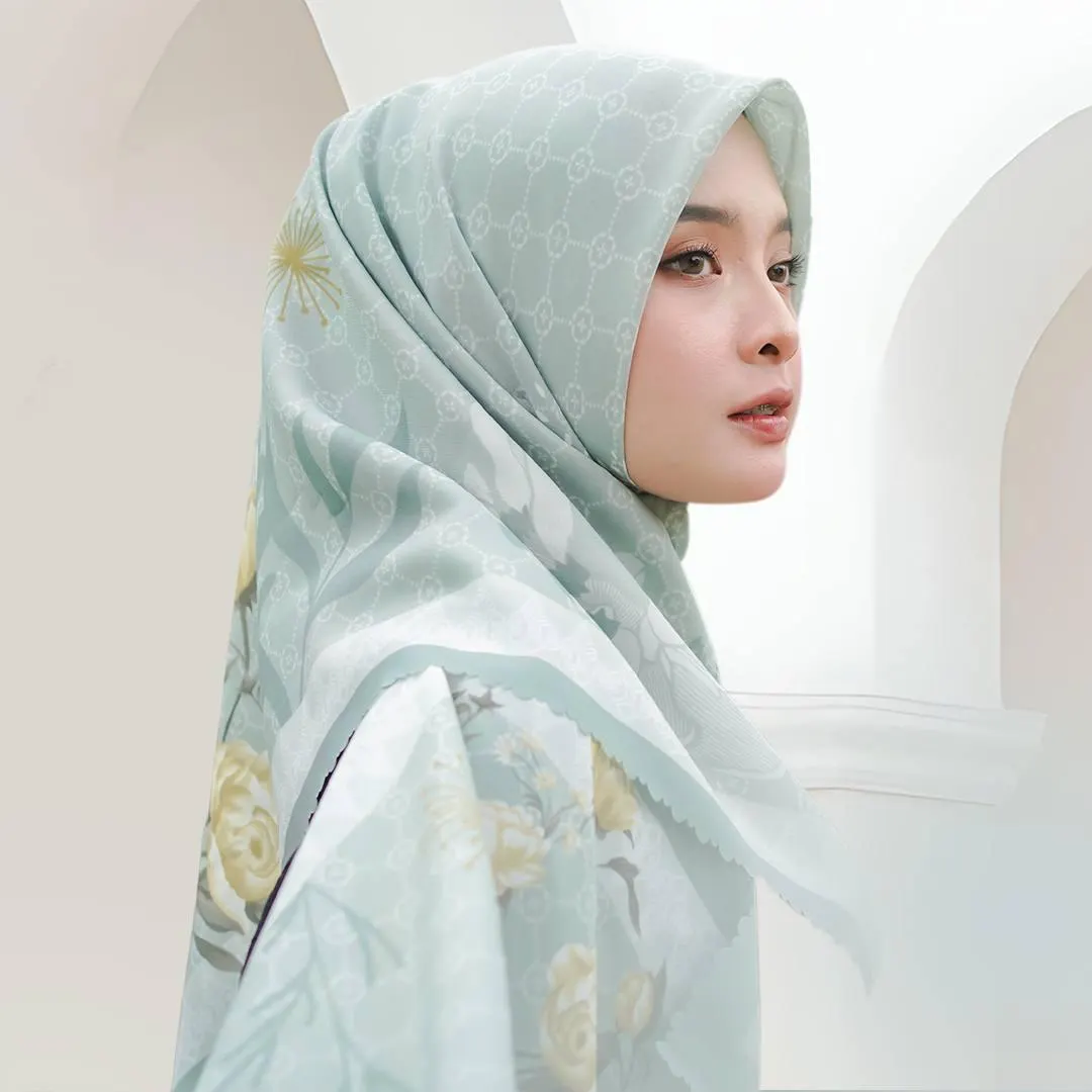LATIVA Scarf, Limited Edition 4 Colors Premium Voile Square Hijab Scarf, Lightweight Shawl Scarves Wrap Floral Flower, Muslim Gift for Women