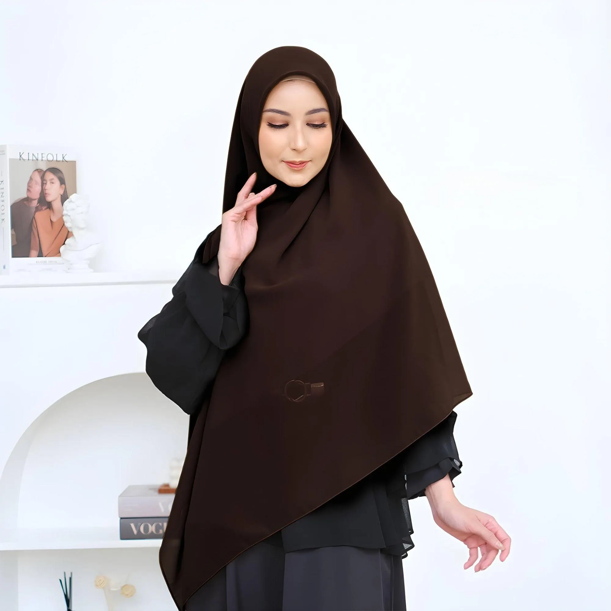 YASMINA Instant Hijab, 23 Colors Premium Ceruti Babydoll Khimar Hijab with Zipper, Quick Easy Wear, Slip-On, No Pin, One-Piece Travel Hijab
