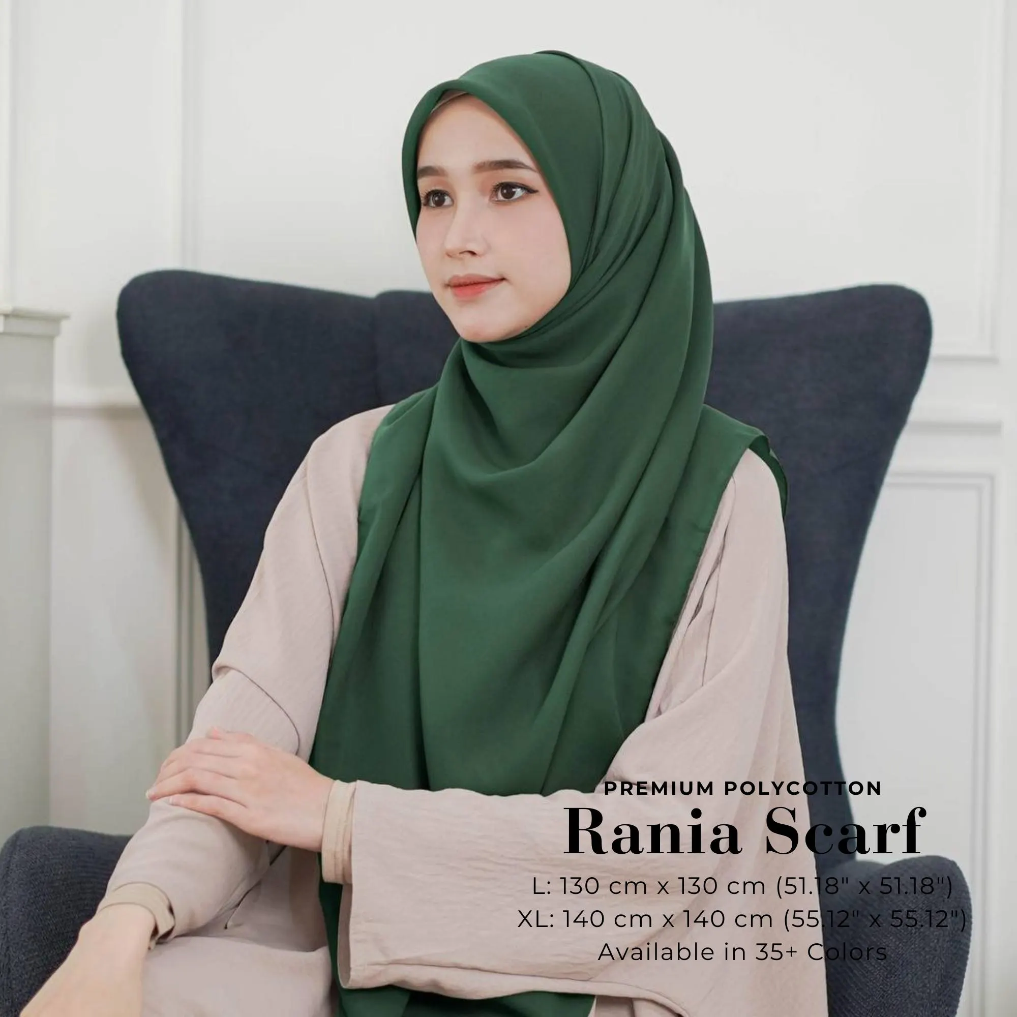 RANIA Scarf, 36 Colors Extra Large Square Hijab Scarf, Lightweight Shawl Wrap Scarves, Head Scarf Head Cover, Cute Islamic Muslim Women Gift