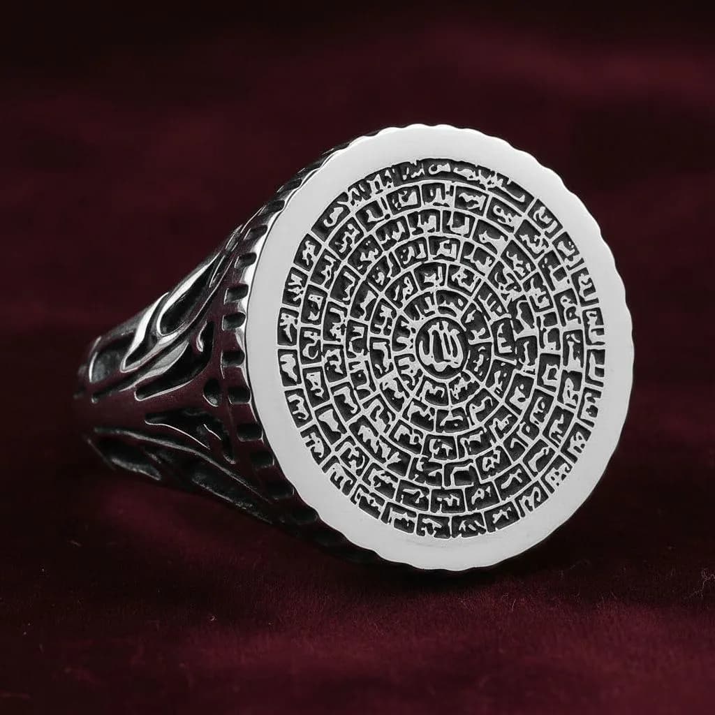 Sterling Silver Men's Signet Ring, Asma Ul Husna Arabic Calligraphy, Islamic Muslim Gift - image 3