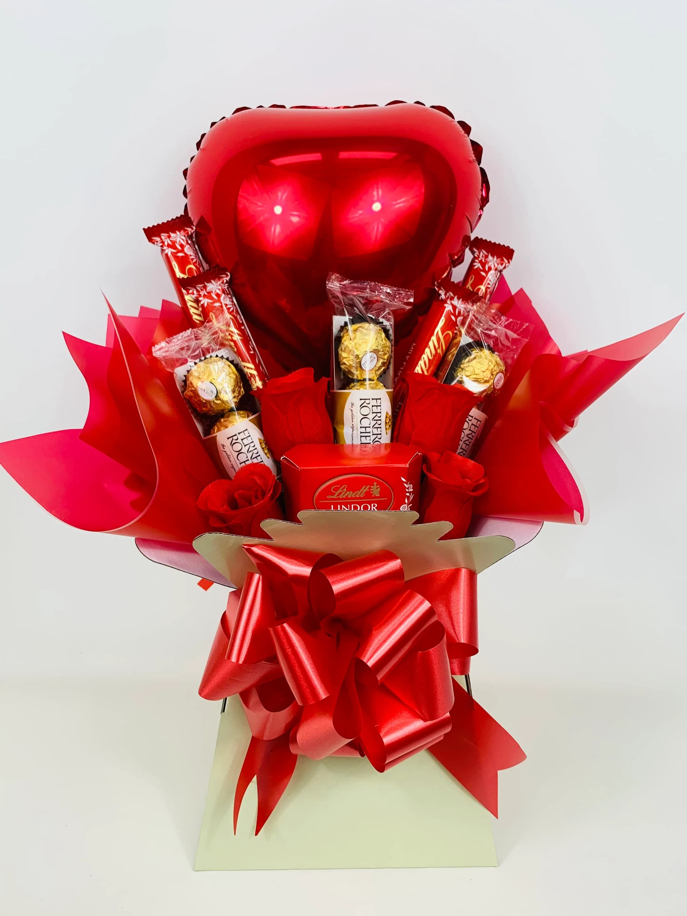 Ferrero Rocher & Lindt Chocolate Bouquet with Red Roses - image 3