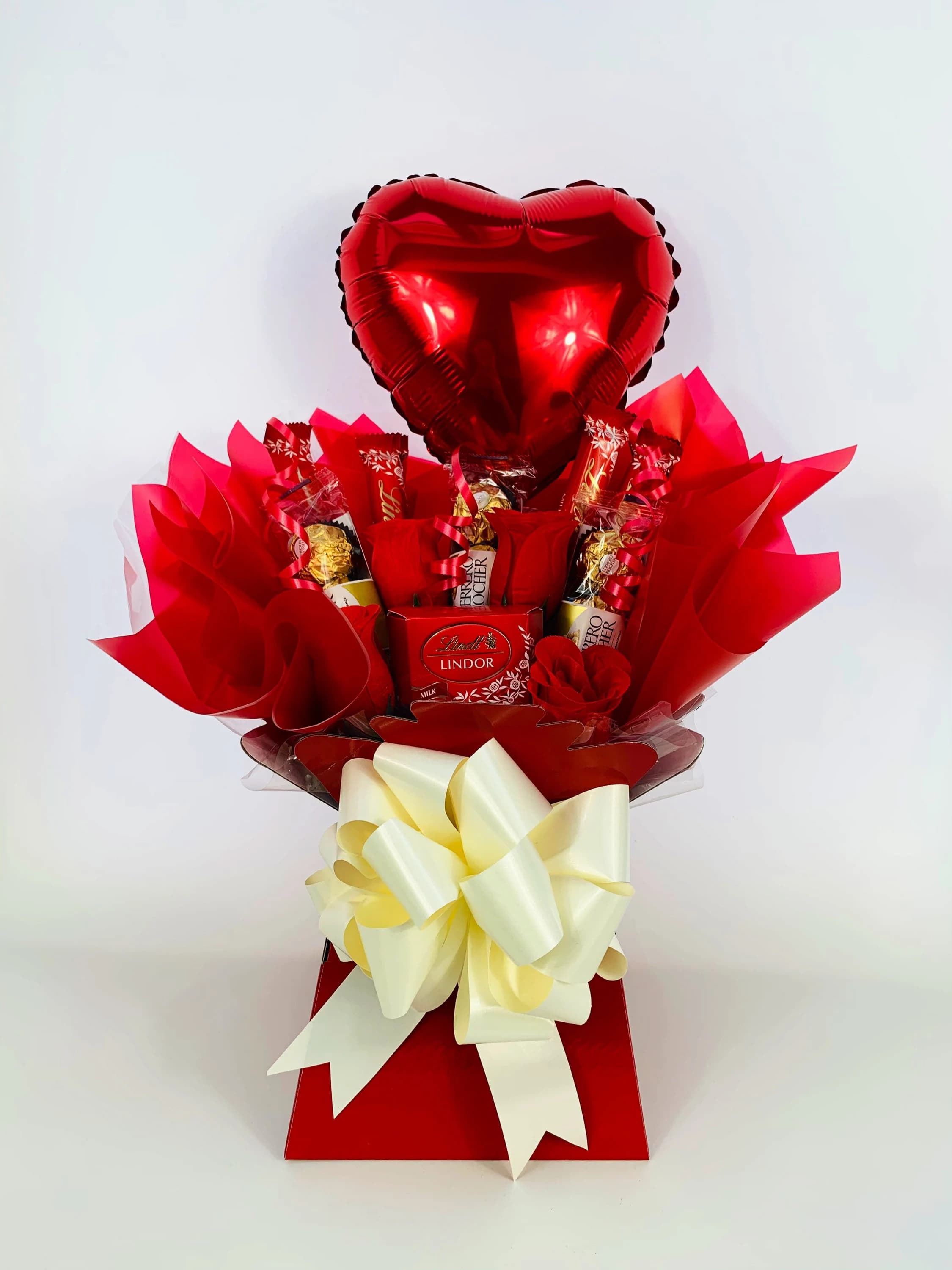Ferrero Rocher & Lindt Chocolate Bouquet with Red Roses