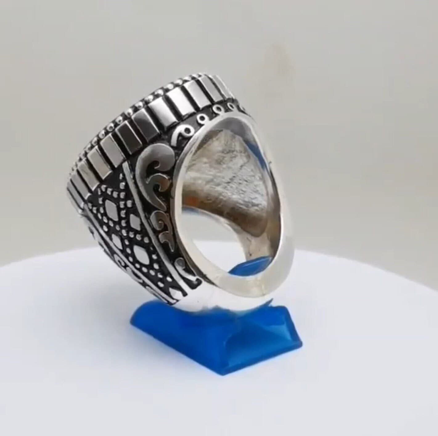 Natural Turquoise Ring | Sterling Silver Designer Ring (Vintage) - image 4