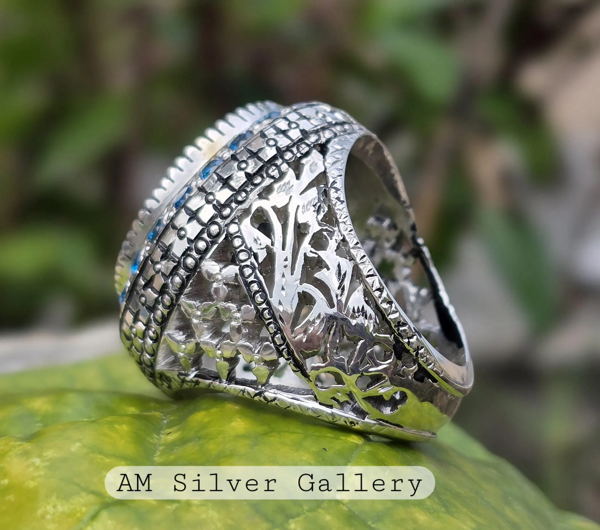 Blue Sapphire Ring, Sapphire Jewelry for men, Neelum Stone Ring, 925 Sterling Silver Handmade Ring, Sapphire Jewelry Valentines Gift For Him - image 5