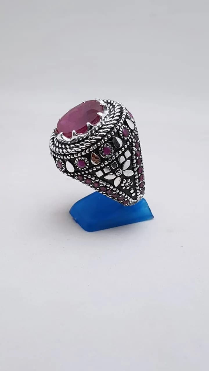 Natural Ruby Stone Ring Yaqoot Ruby Stone 925 Sterling Silver Handmade Designer Ring Rare Red Ruby Stone Vintage Handmade jewelry
