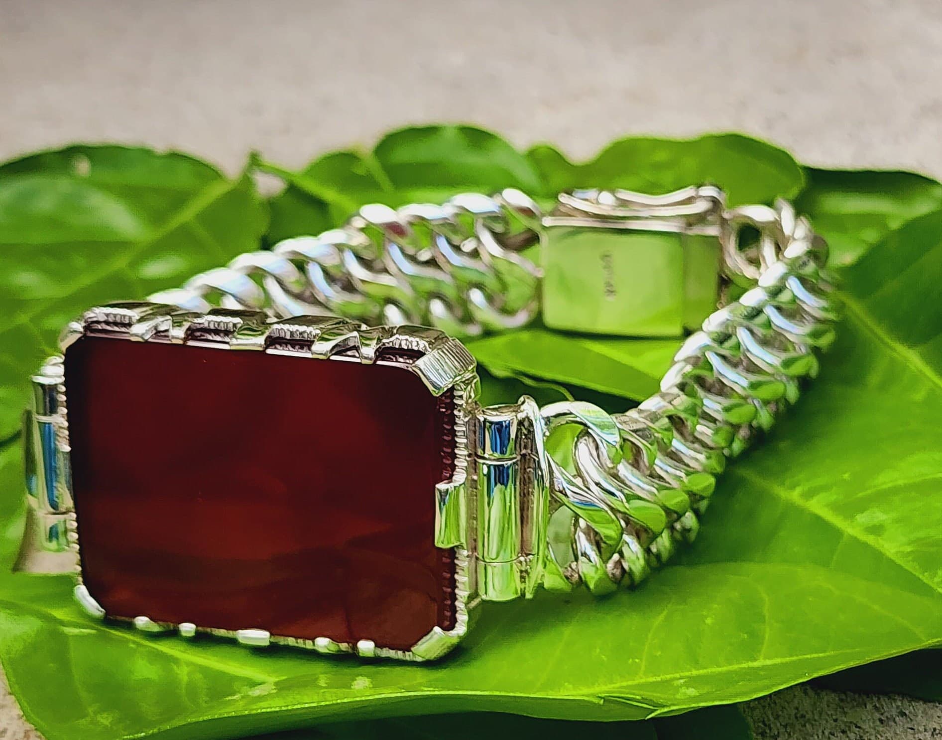 Natural Aqeeq Geometric Bracelet Agate Stone Bracelet Heavy Weight Bracelet Geometric Bracelet Handmade Bracelet with Aqeeq Stone - image 2