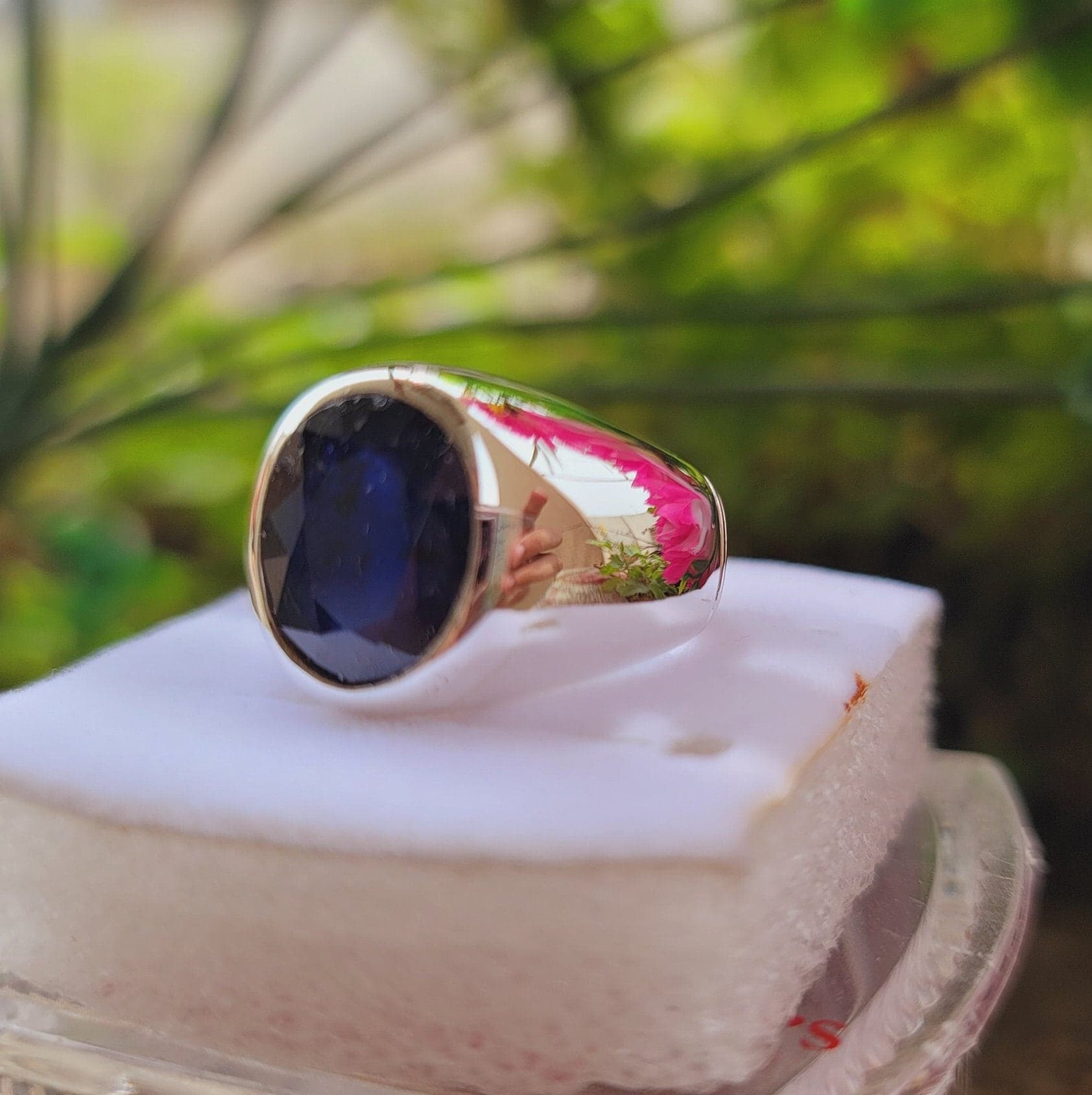 Sapphire Silver Ring Natural Blue Sapphire Neelum Stone Sterling Silver Handmade Ring Men's Sapphire Silver Ring