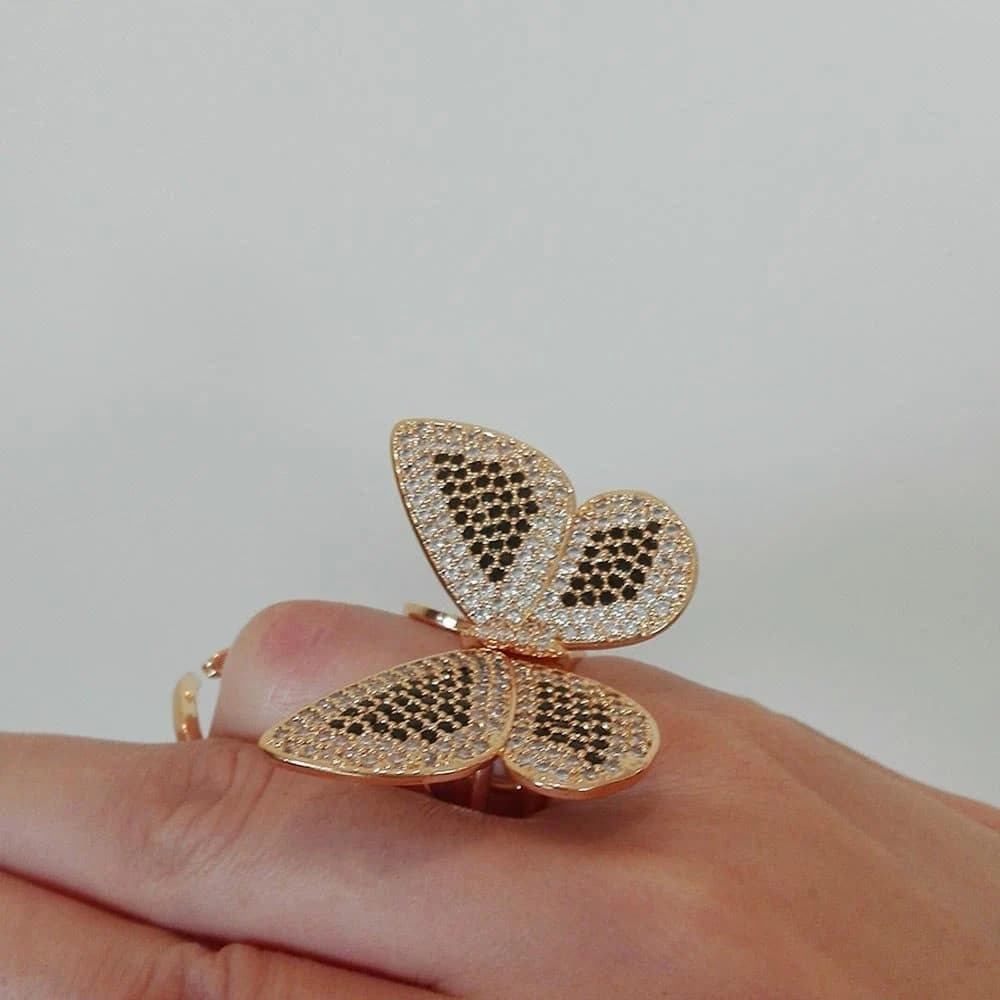 Movable Butterfly Ring Micro Paved Movable Butterfly Shape Ring Moving Butterfly Ring Happy Valentines Day Gift for Her