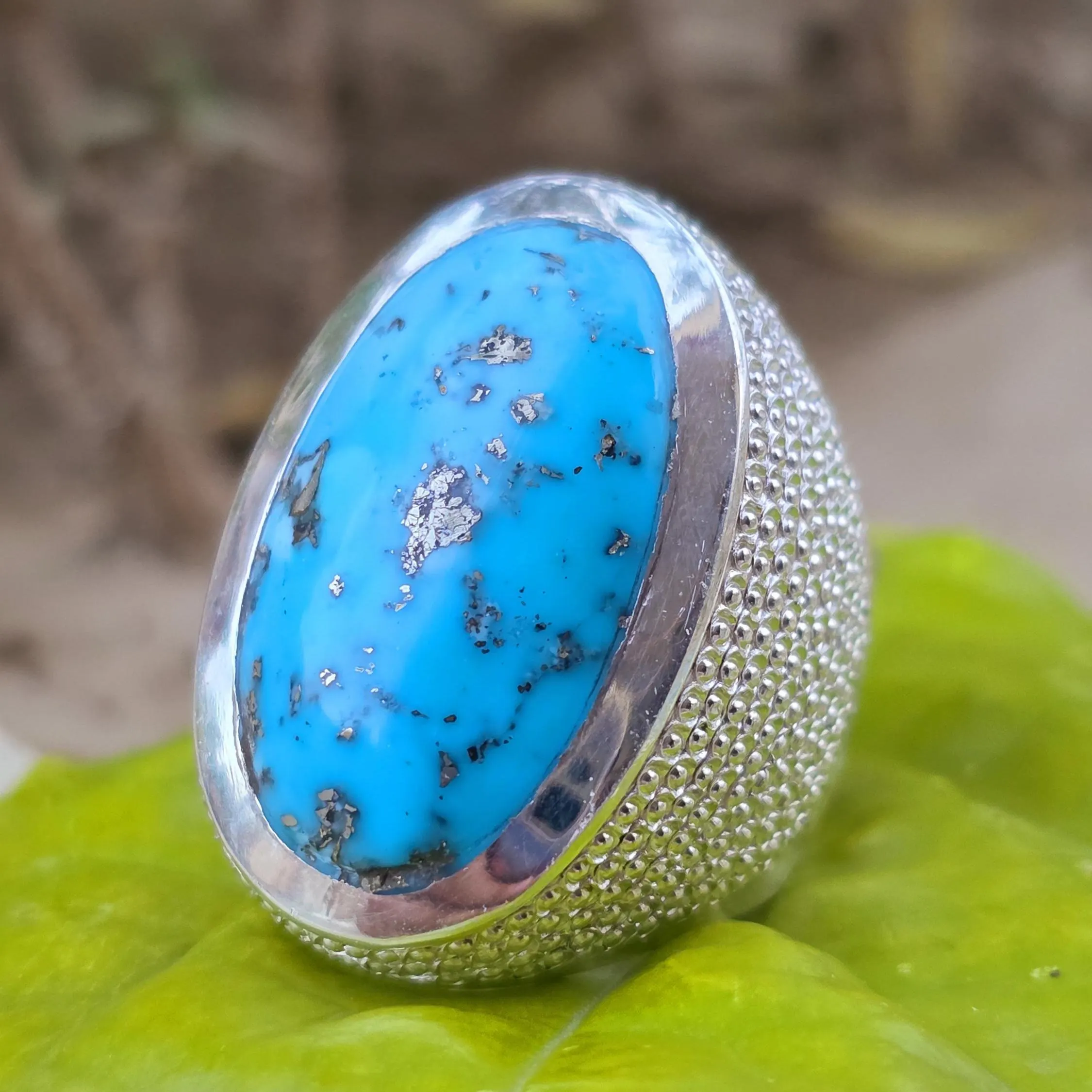 Natural Turquoise Ring | Sterling Silver Designer Ring (Vintage)