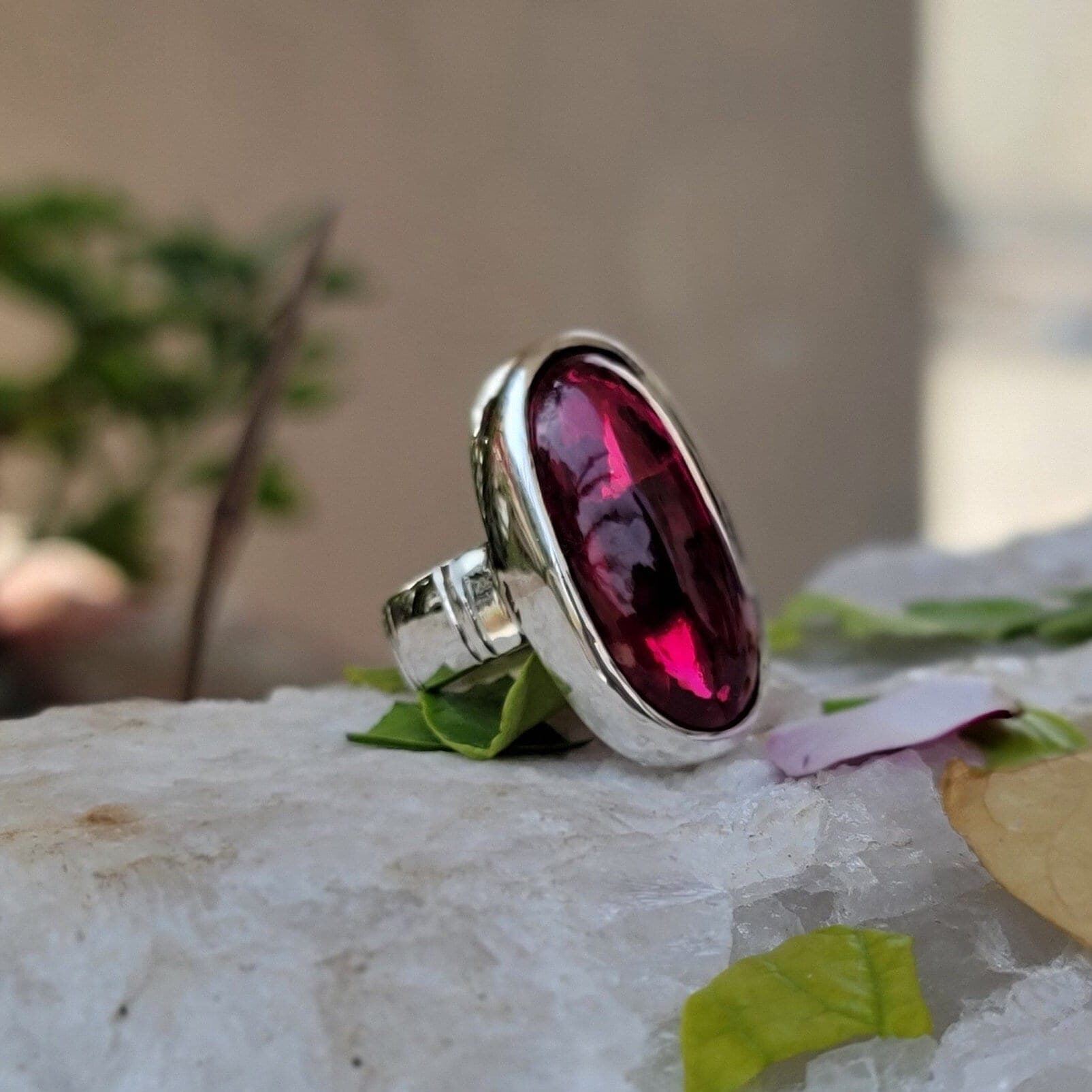 Cabochon Ruby Silver Ring Natural Cabochon Ruby 925 Sterling Silver Handmade RIng Anari Yaqoot Stone Silver Ring
