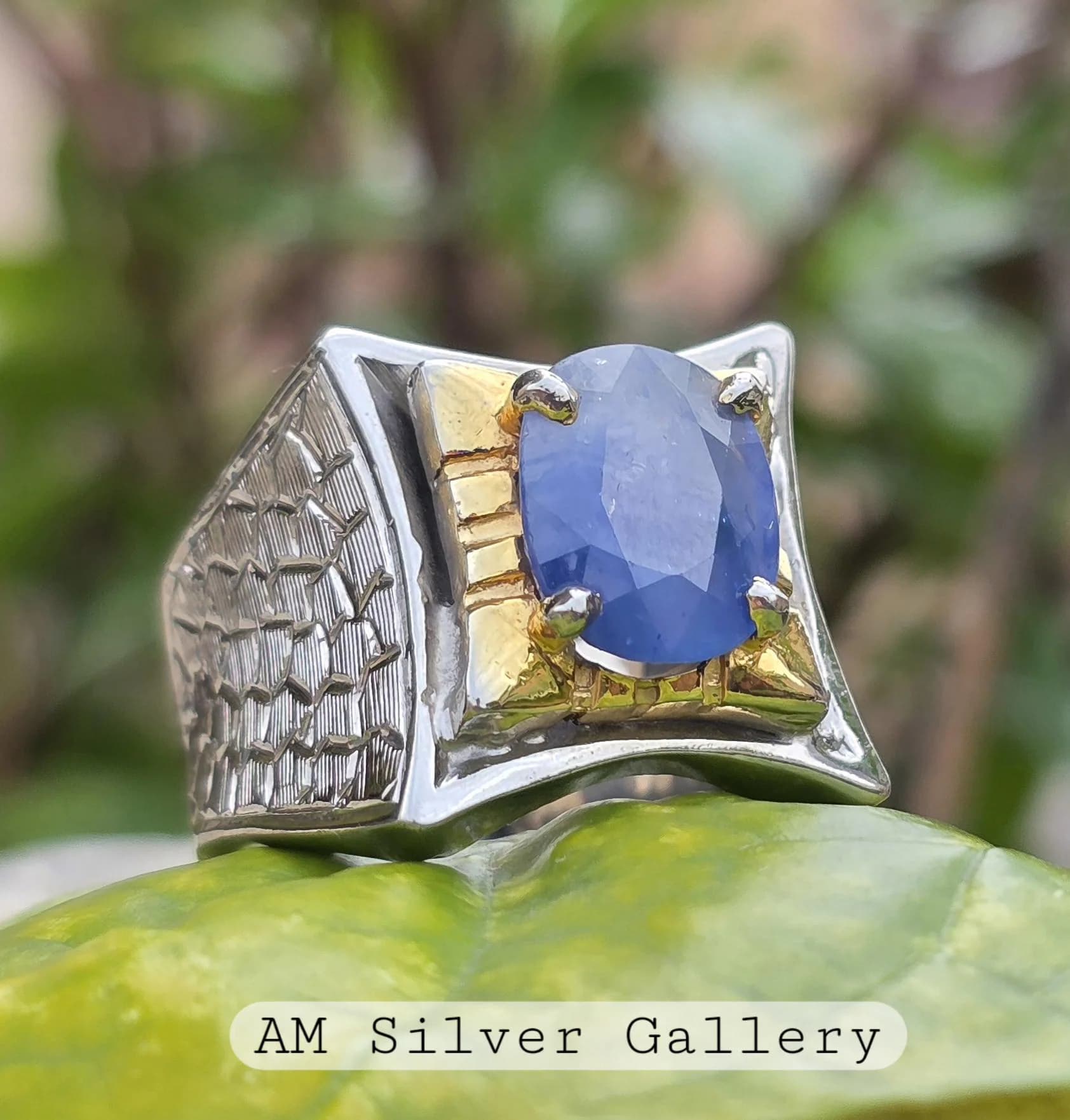 Natural Ceylon Blue Sapphire Ring, Sterling Silver 925, Handmade Artisan Ring