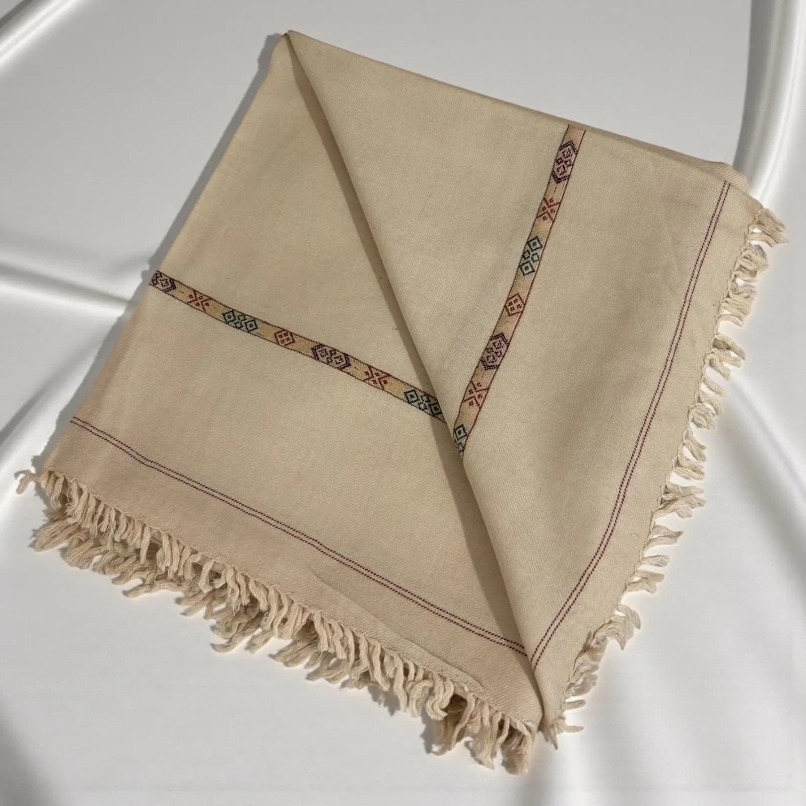 Afghan Warm Wool Shawl, Beige Chadar Patoo, Chitrali Patu, Long Scarf for men - image 4