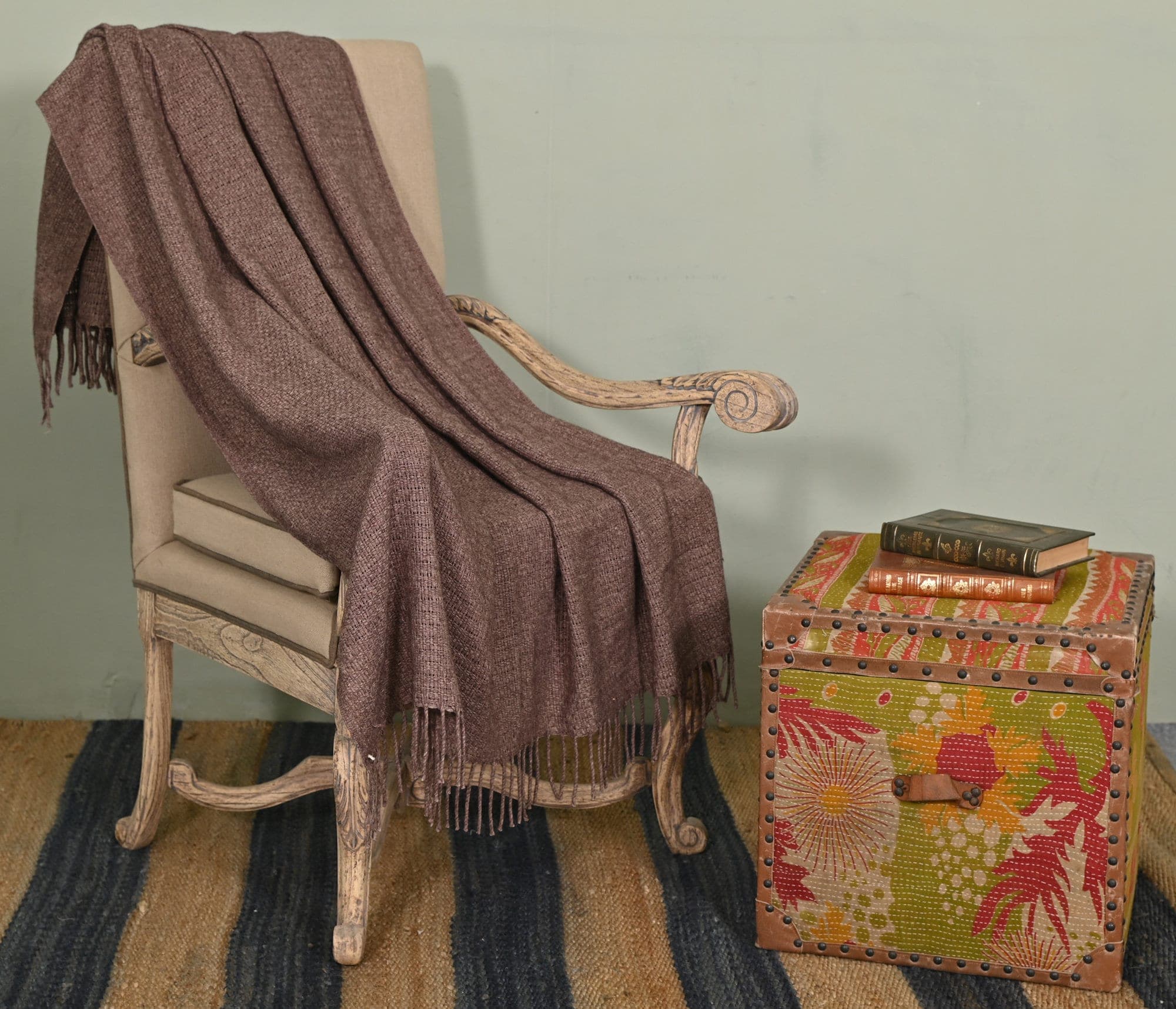 Vintage Mudcloth Reversible Cotton Fall Blanket, Indian Khes Handloom 30-40 Years Old Sofa Throw, Plain Ethnic Blanket For Bedroom, Couch - image 4