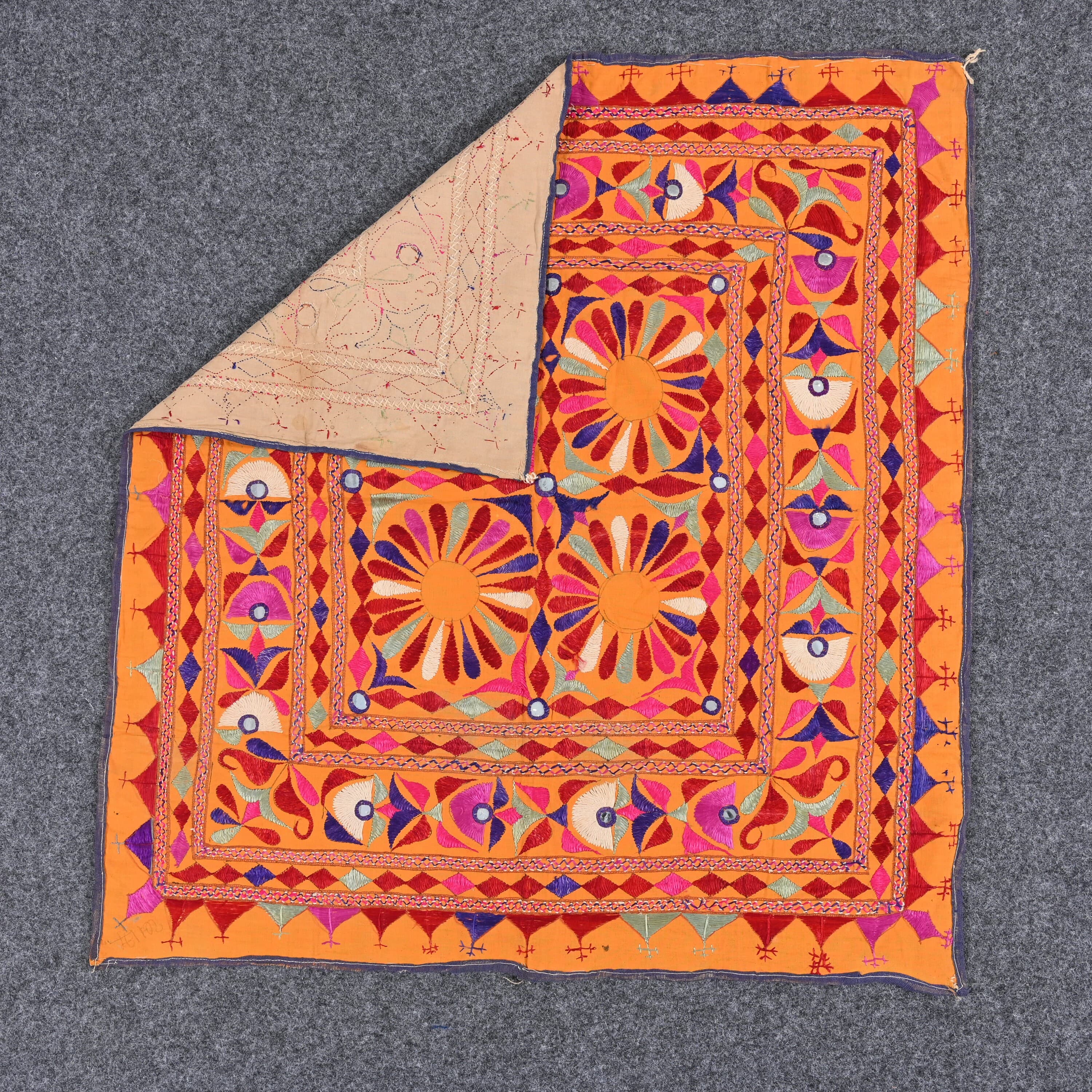 Vintage Indian Boho Cotton Wall Hanging Hand Embroidered Bohemian wall decor tapestry Vintage Wall Art Gujarati Textile - image 5