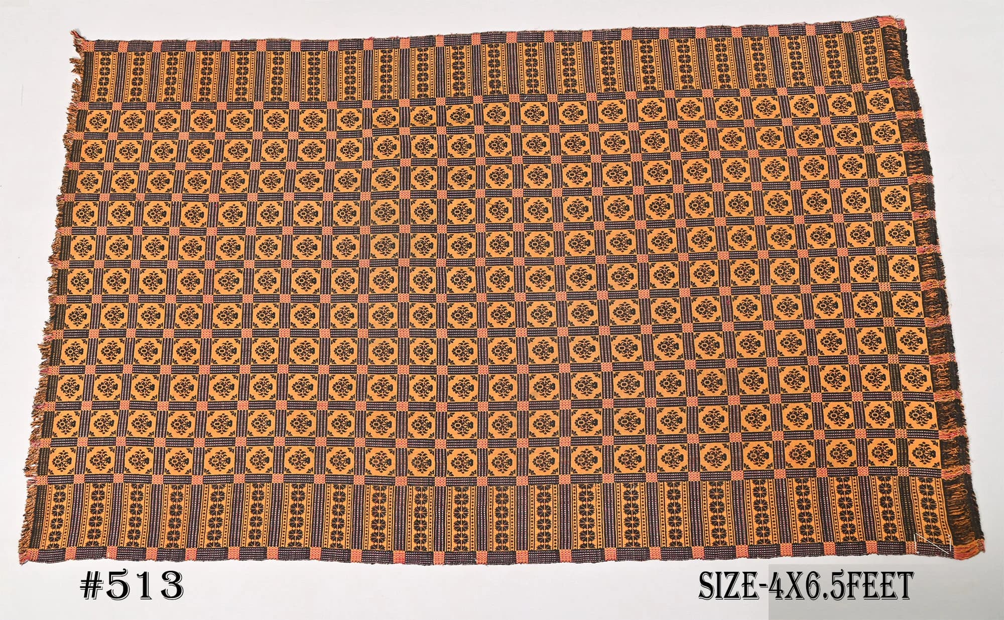 Vintage Handwoven Khes Fall Blanket Throw, Geometric Pattern Cotton Handloom Bed Cover, Mud Cloth Reversible Throw For Couch And Sofa - image 5
