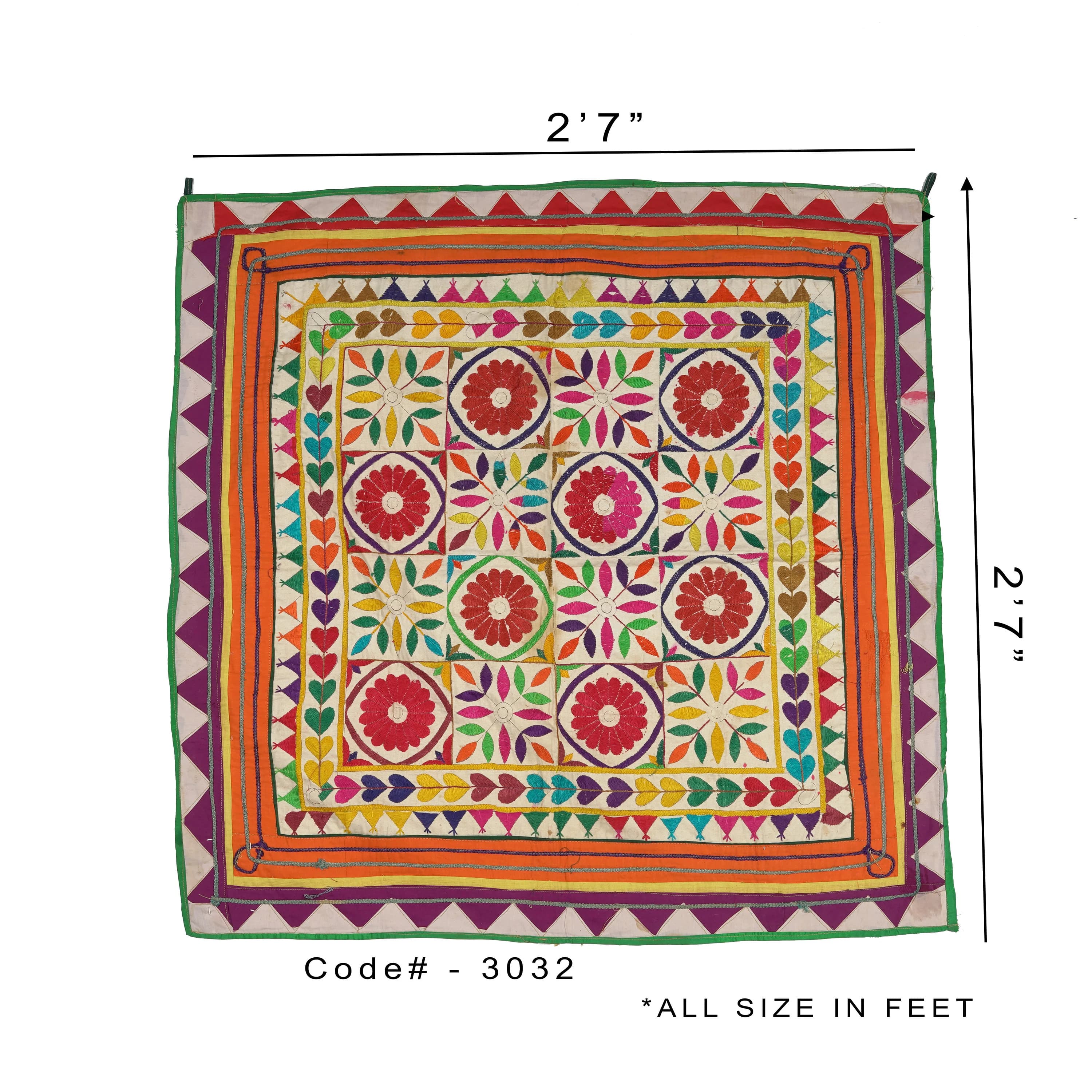 Vintage Indian Wall Art Textile Cotton Hand embroidered tapestry Curtain Traditional Gujarati Boho Art Home Decor gift Handmade Collectable - image 4