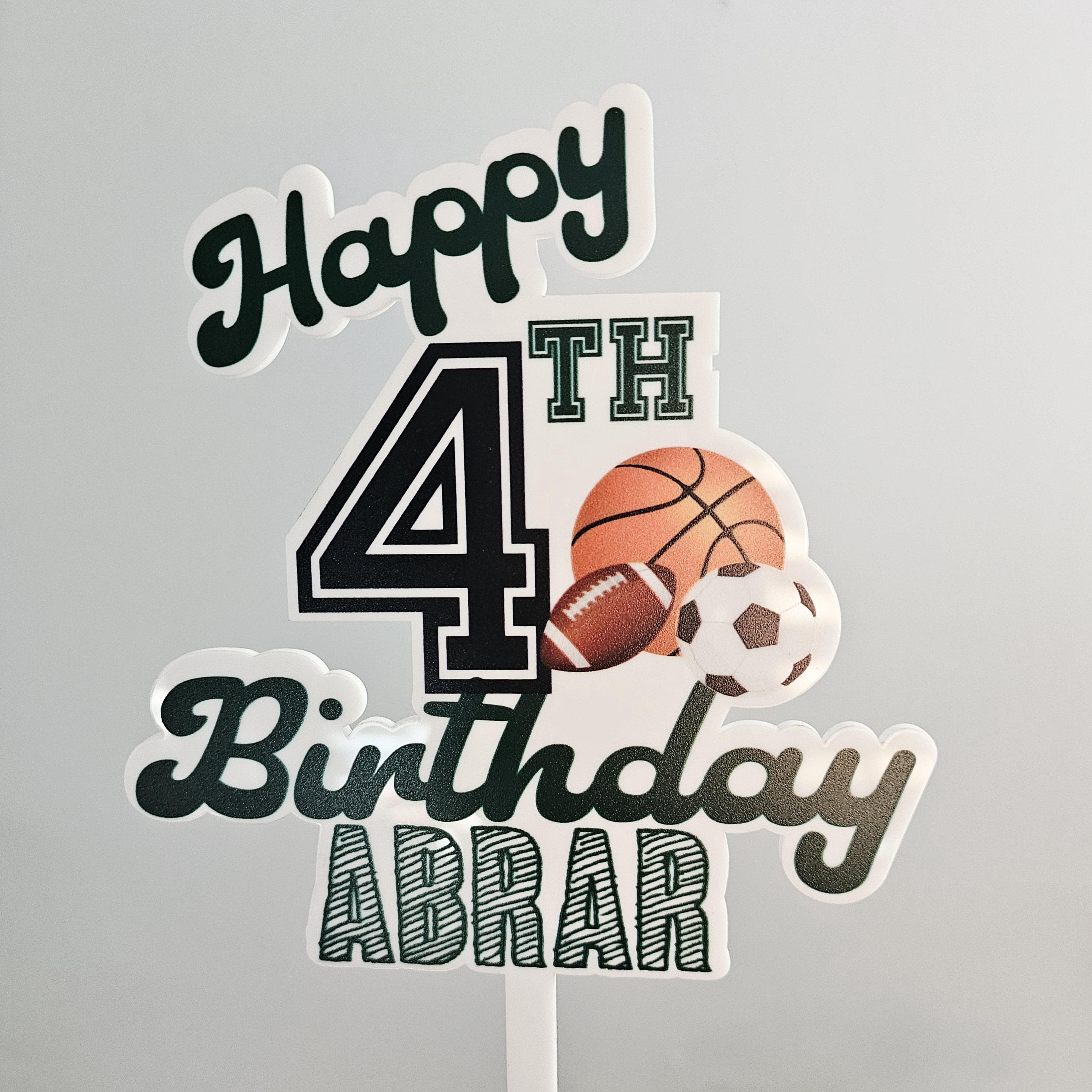 Personalized Sports Theme Acrylic Cake Topper – UV Printed Birthday Decoration - image 4