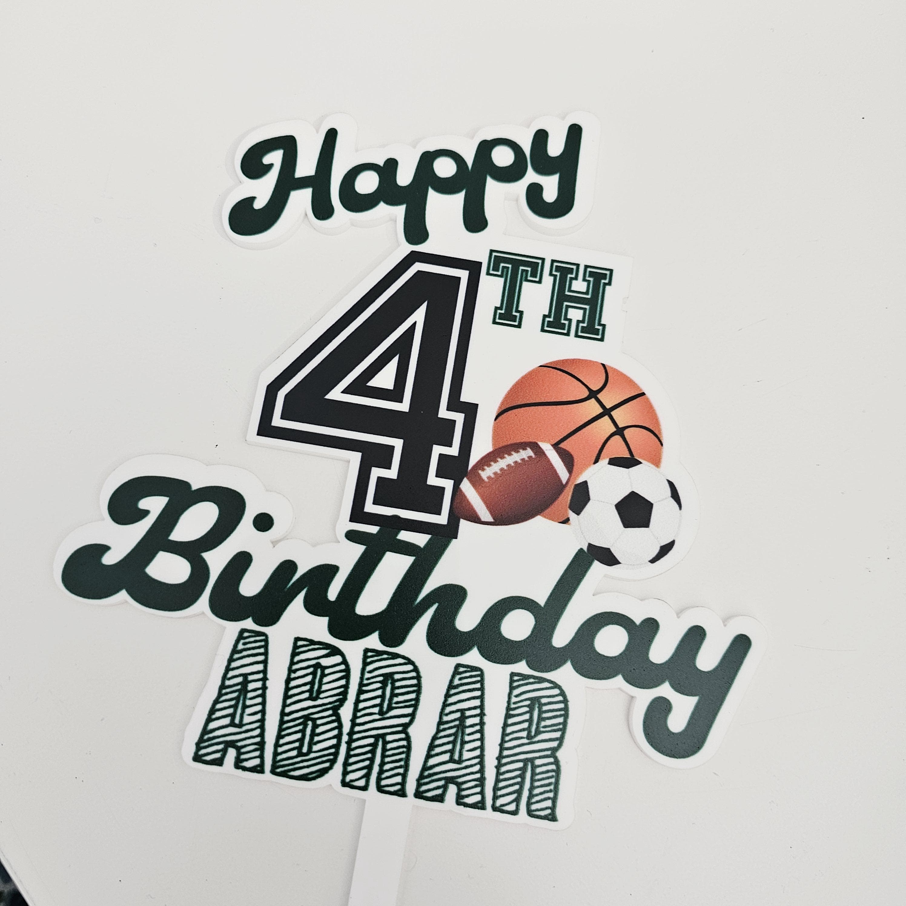 Personalized Sports Theme Acrylic Cake Topper – UV Printed Birthday Decoration - image 3