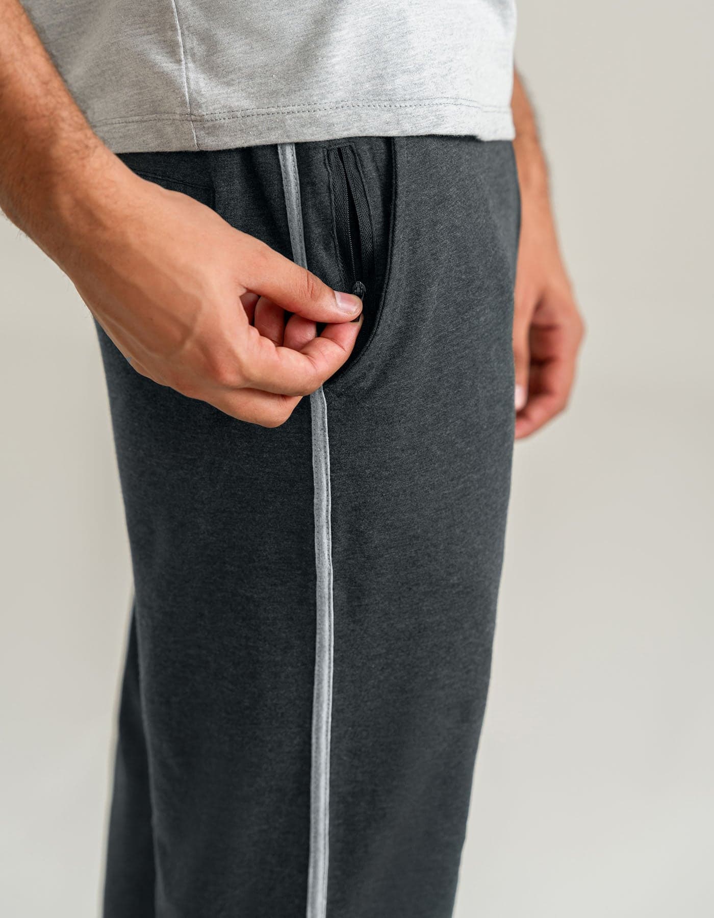 Men’s Charcoal Cotton Jersey Trousers - image 5