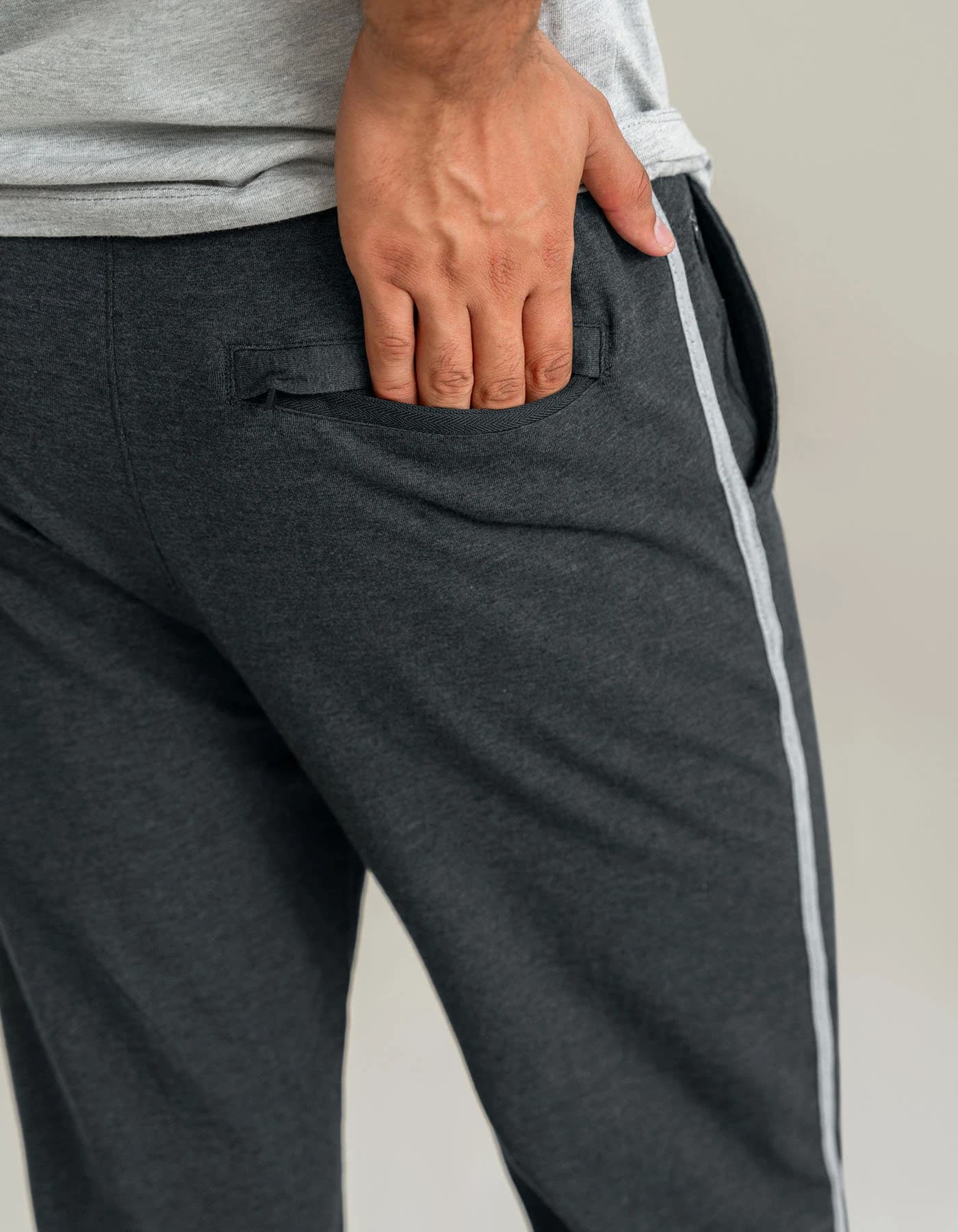 Men’s Charcoal Cotton Jersey Trousers - image 3