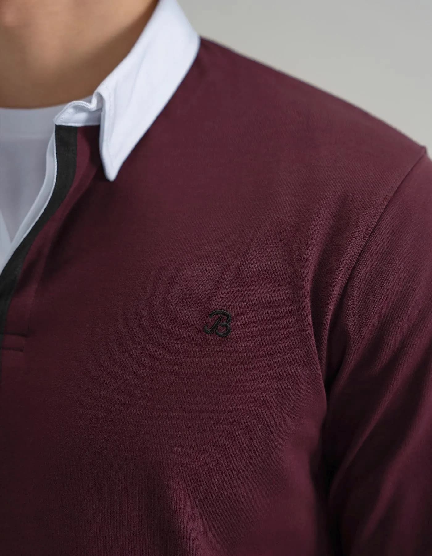 Black and Maroon Colour Block Rugby Shirt - image 5