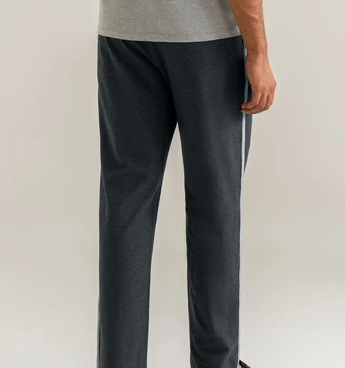 Men’s Charcoal Cotton Jersey Trousers - image 4