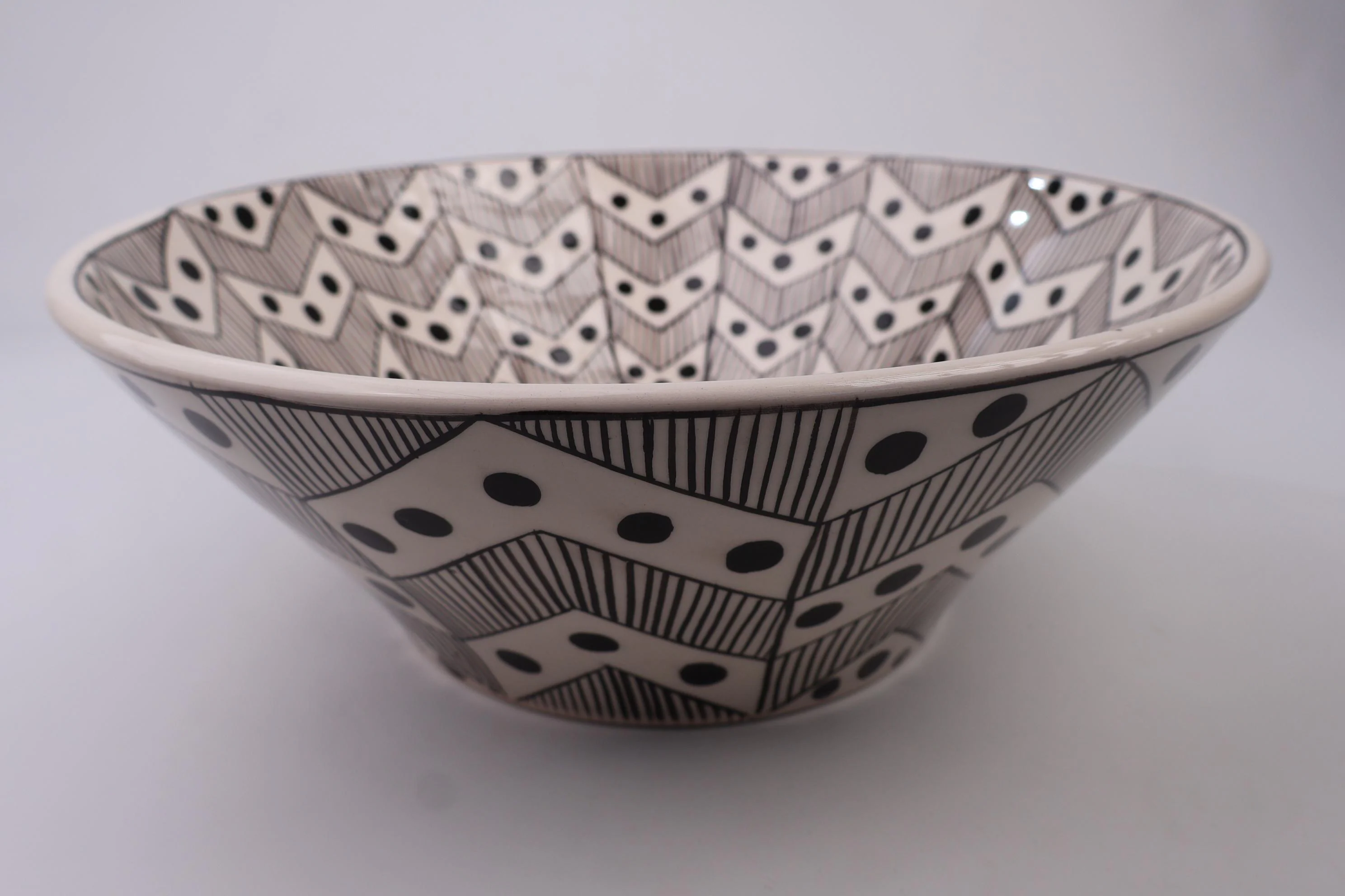 Black Dots and Geometric Patterned Bathroom Vessel Sink, Ceramic Countertop Basin, Bathroom Vanity Washbasin, Farmhouse Sink, Guest Bathroom - image 3