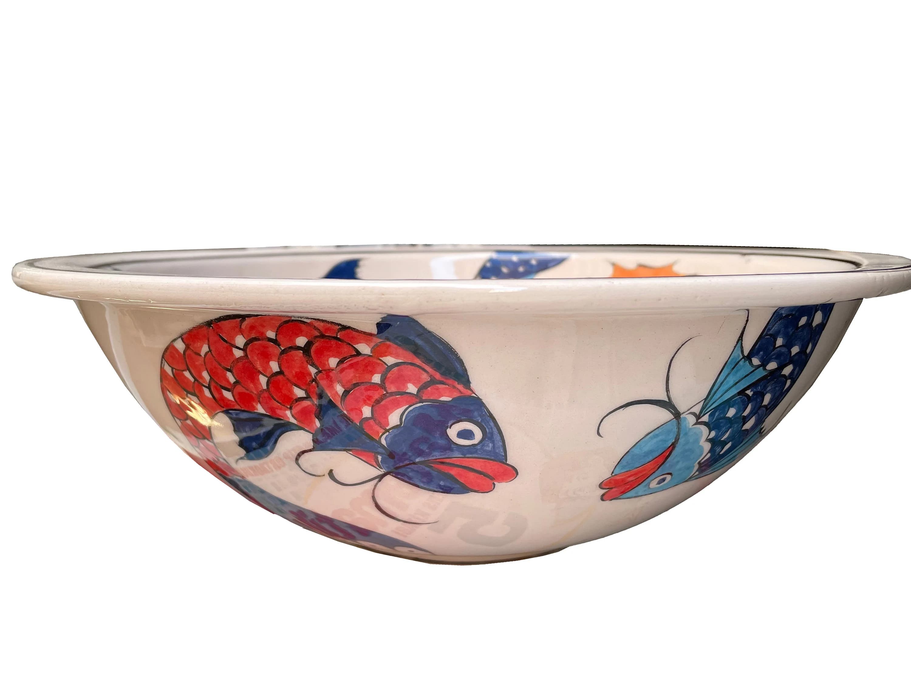 Bathroom Fish Design Sink, Ceramic Countertop Basin, Hand Painted Pottery Basin, Moroccan Washbasin, Guest Bathroom Remodeling, Marine Sink - image 4