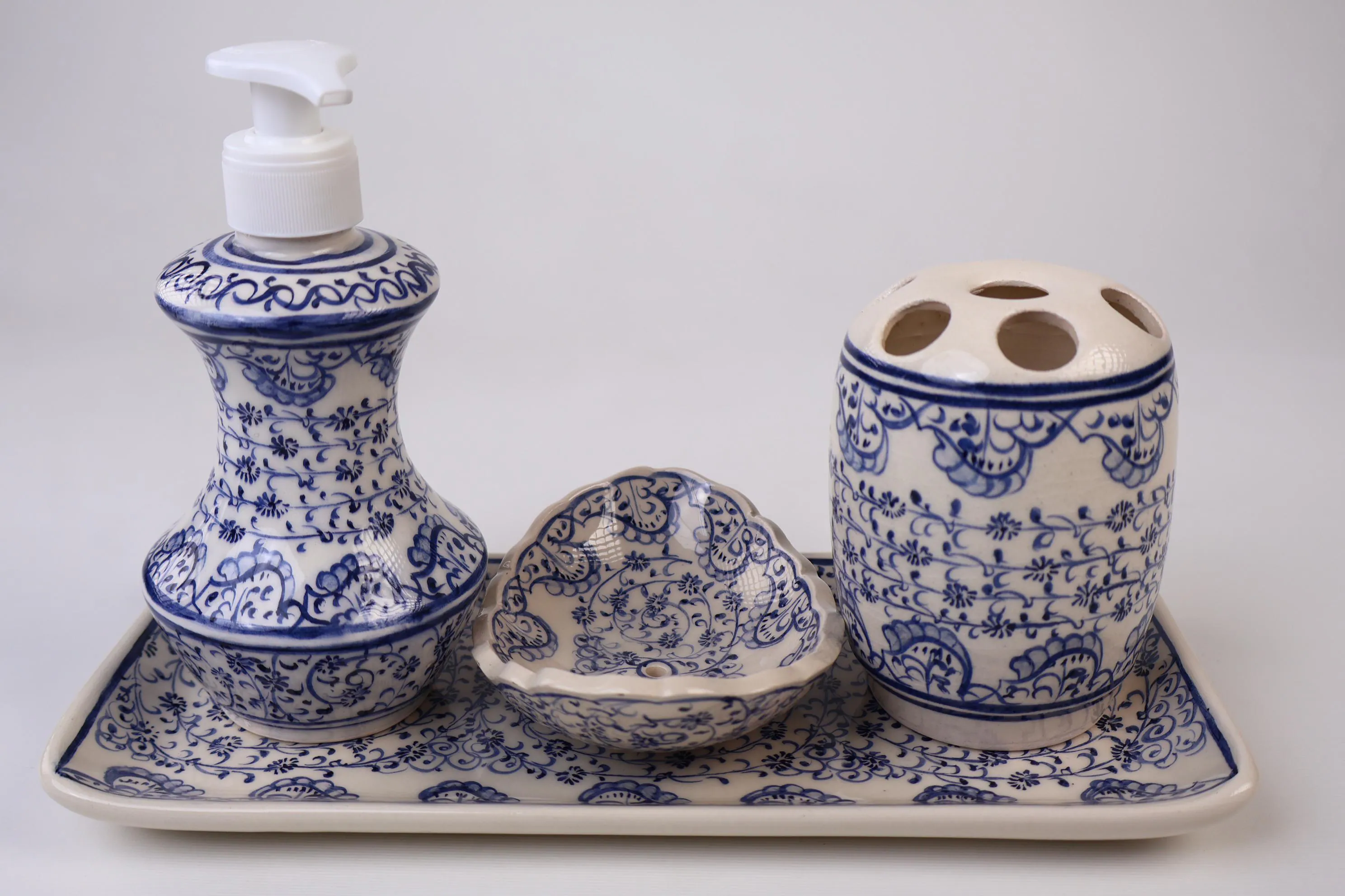 Bathroom Accessories Set with Blue Goldenhorn Design, Liquid Soap Dispenser &Pump, Toothbrush Holder, Soap Dish, Lotion Dispenser, Bath Gift - image 5