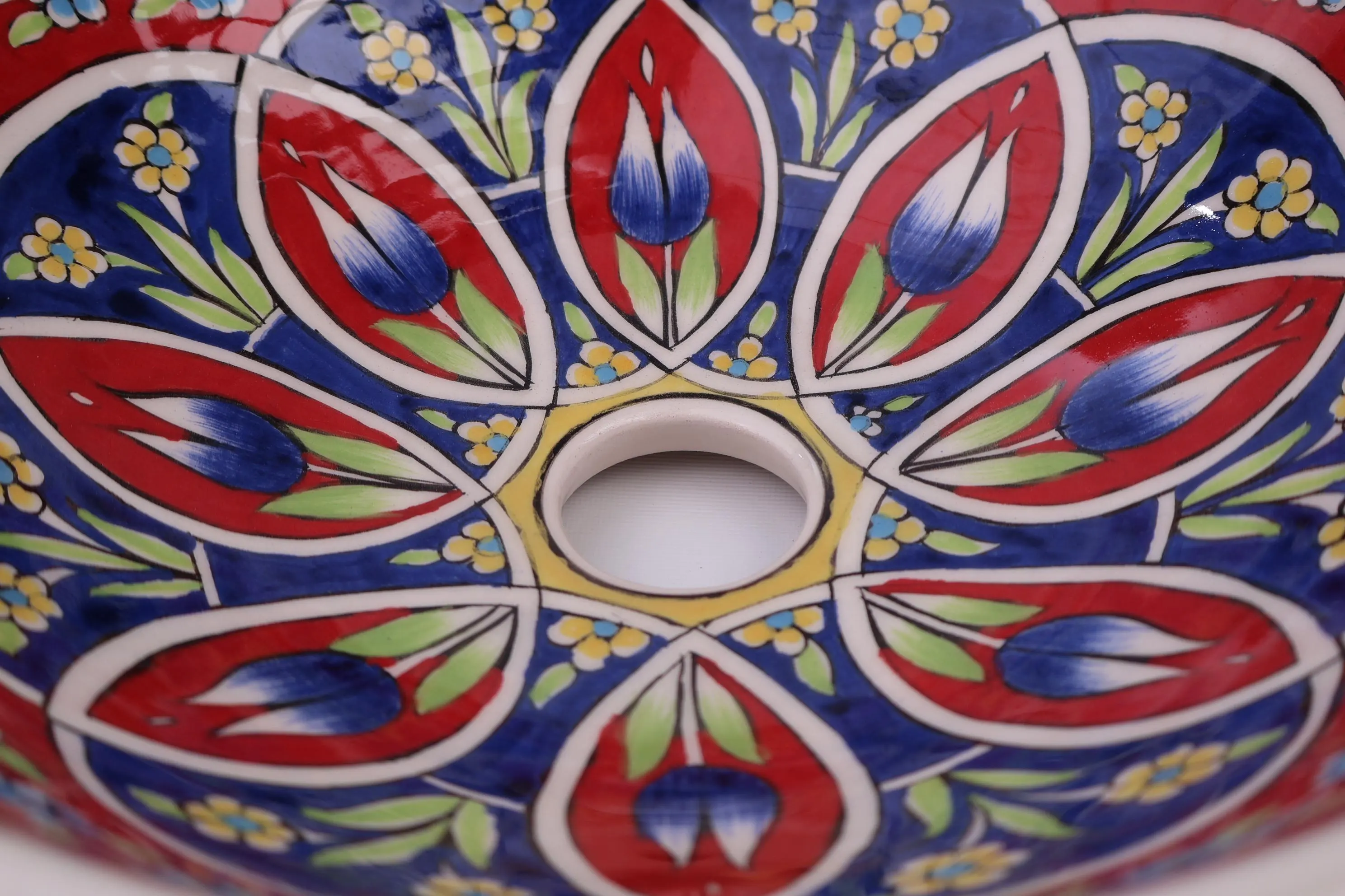 Bathroom Ceramic Green & Red Floral Basin, Kitchen Vessel Sink, Countertop Basin, Bathroom Remodeling, Artisan Wash Bowl, Bath Vanity Sink - image 4